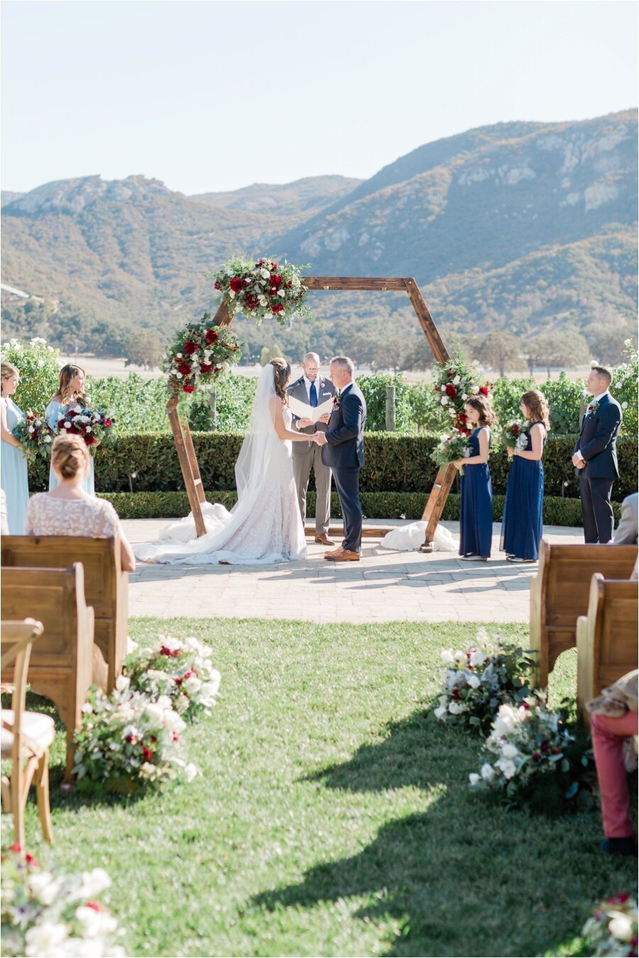 bride and groom exchange vows at epona estate ceremony