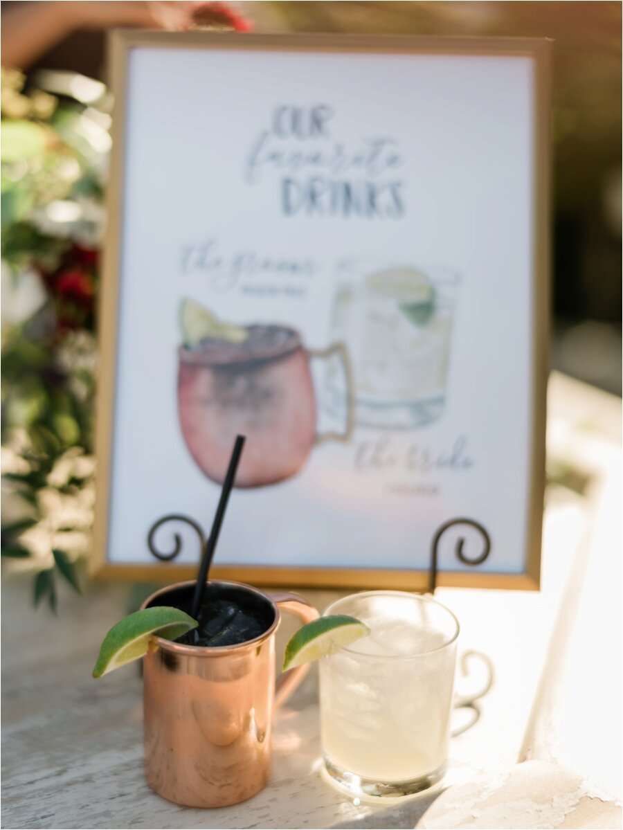 Signature cocktails Epona Estate Wedding
