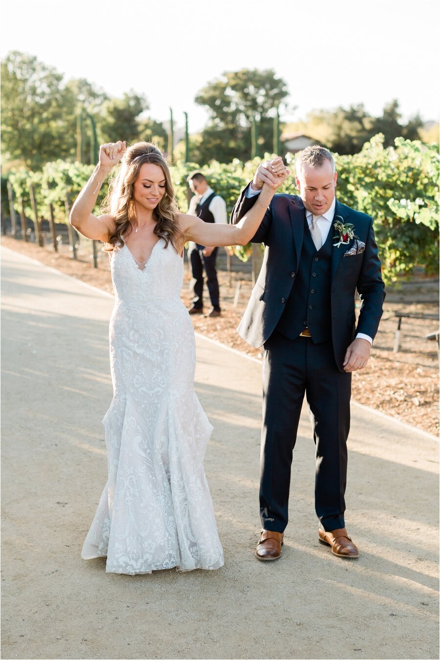 bride and groom grand entrance at epona estate vineyard