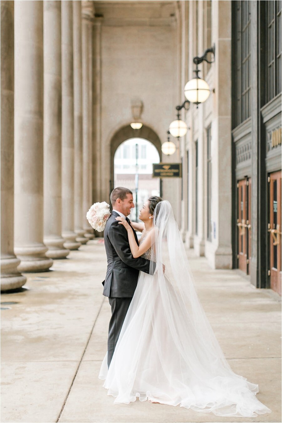 wedding portraits at Union Station Chicago 