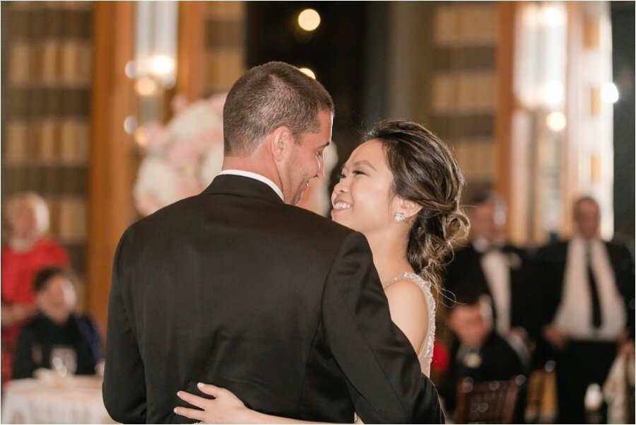 Bride and Groom have their first dance on their wedding day at The Peninsula Chicago Hotel