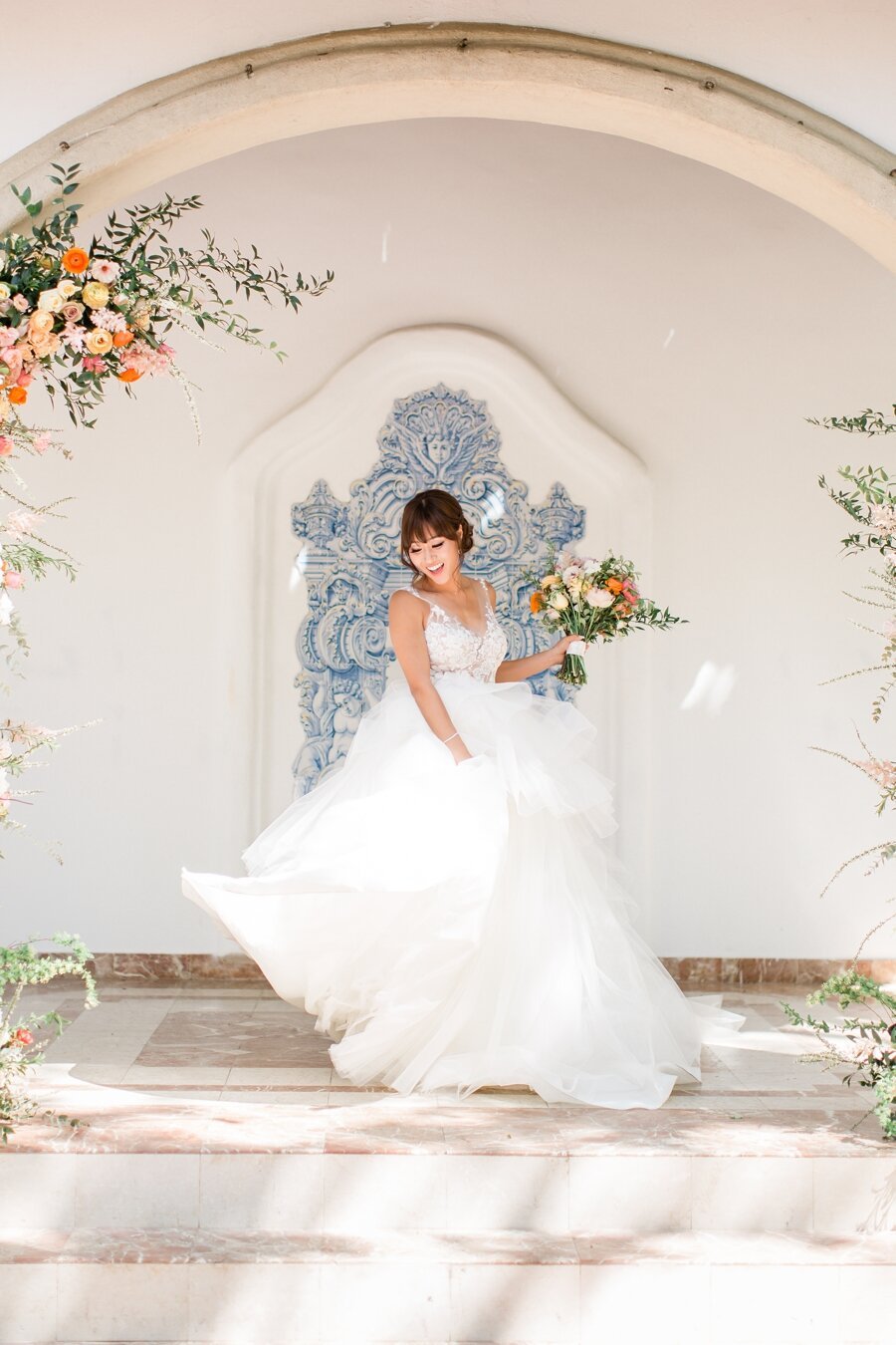 bride spins in her wedding dress 