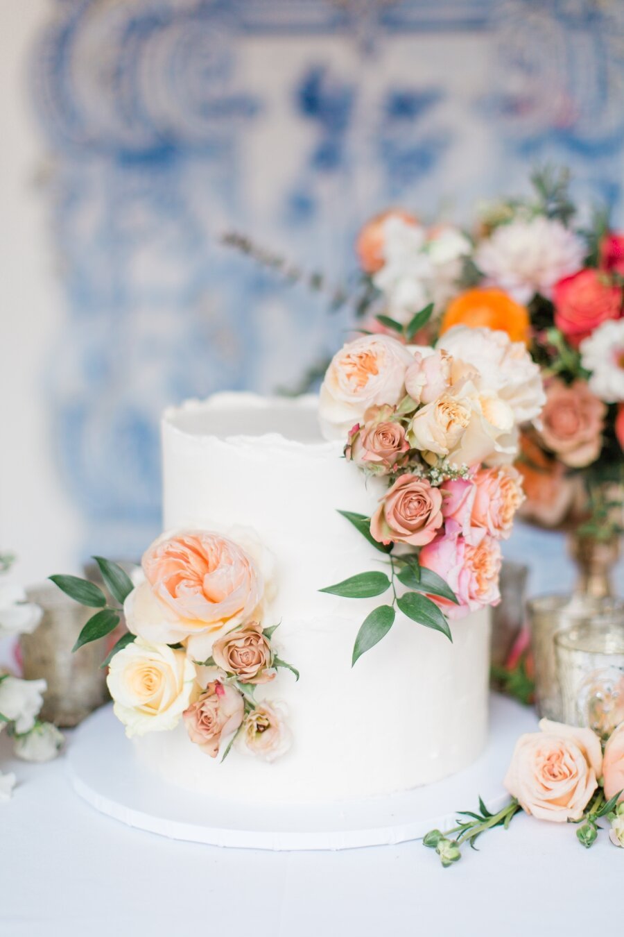 white exposed wedding cake