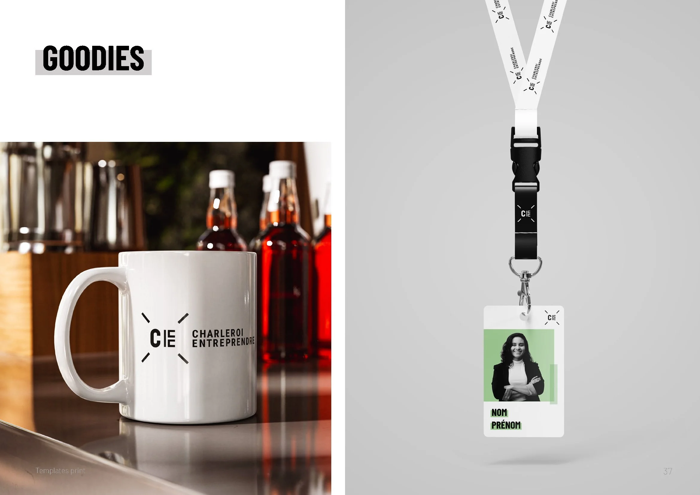 Goodies Charleroi Entreprendre déclinés dans la nouvelle identité visuelle