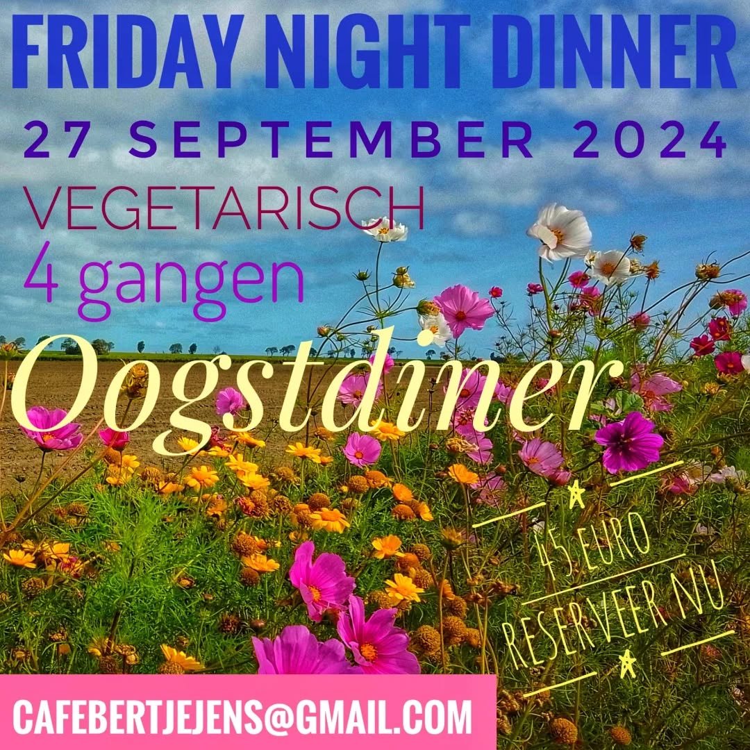 Proef de nazomer op vrijdag 27 september in #pieterburen Het is oogsttijd en er komen weer heerlijke gewassen van het land en fruit van de bomen. Met de producten van onze lokale biologische boeren gaan we een feestelijk 4 gangen diner bereiden.
Het 