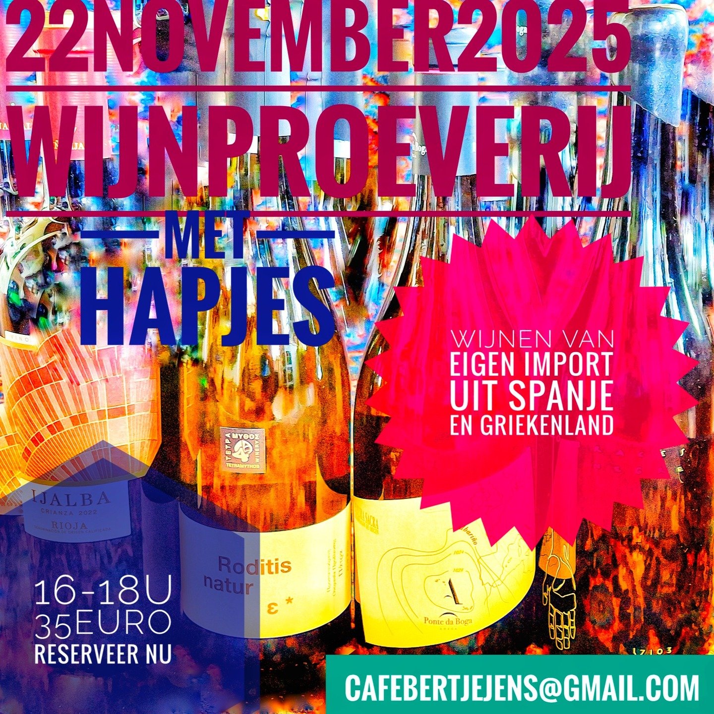 Insiders wisten al dat @ciderwinkel.nl 'hofleverancier' is aan @bertje.jens voor cider, en samen ook st&eacute;&eacute;ds meer wijn. Zaterdag 22 november geven we een wijnproeverij met de beste selectie, daarbij komen heerlijke zelfgemaakte hapjes ui