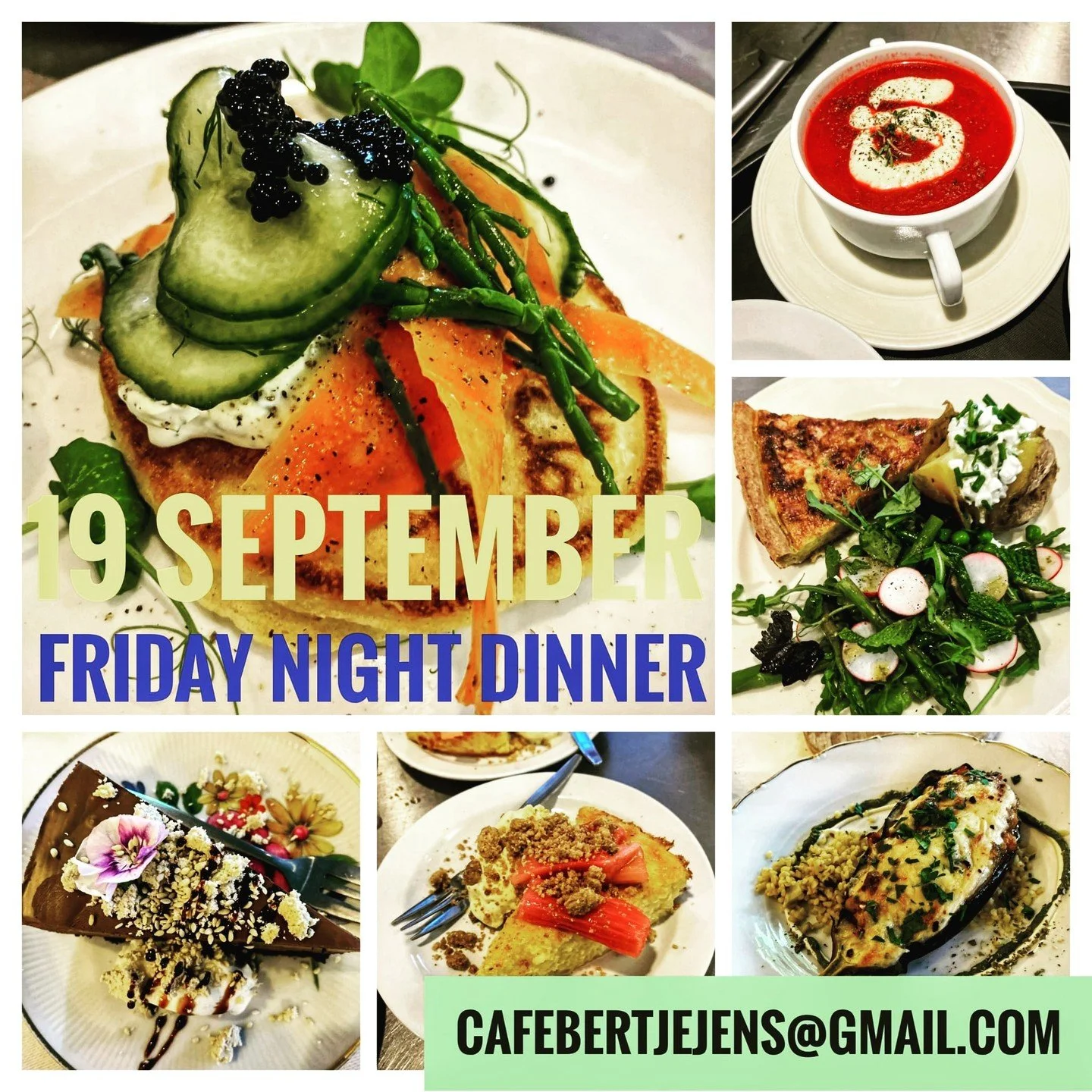 Laatste tafels beschikbaar voor ons maandelijks viergangendiner, aanstaande vrijdagavond 19 september. Reserveer v&oacute;&oacute;r woensdag middels CafeBertjeJens@gmail.com Het menu is bekend. Een greep: vooraf serveren we drie pat&eacute;s van spin