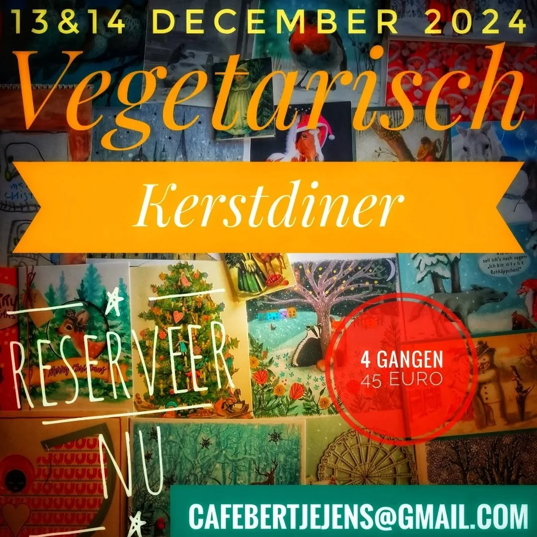 De laatste tafels voor een fantastisch vegetarisch kerstmenu in Pieterburen! Boordevol inspiratie maar bovenal heerlijk. Reserveer snel. Morgen en overmorgen vanaf 18:30 uur. (Inloop 18 uur)