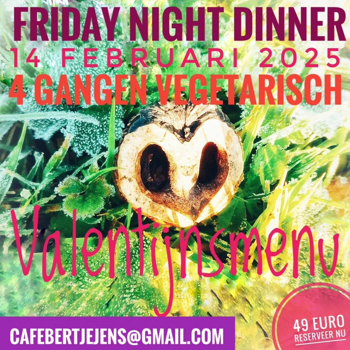Het nieuwe seizoen begint weer, met een diner op vrijdag 14 februari. Omdat het dan ook Valentijnsdag is hebben we een menu met hartverwarmende gerechten gecre&euml;erd. Dus kom met je geliefden, vrienden of familie genieten van dit eerste diner van 