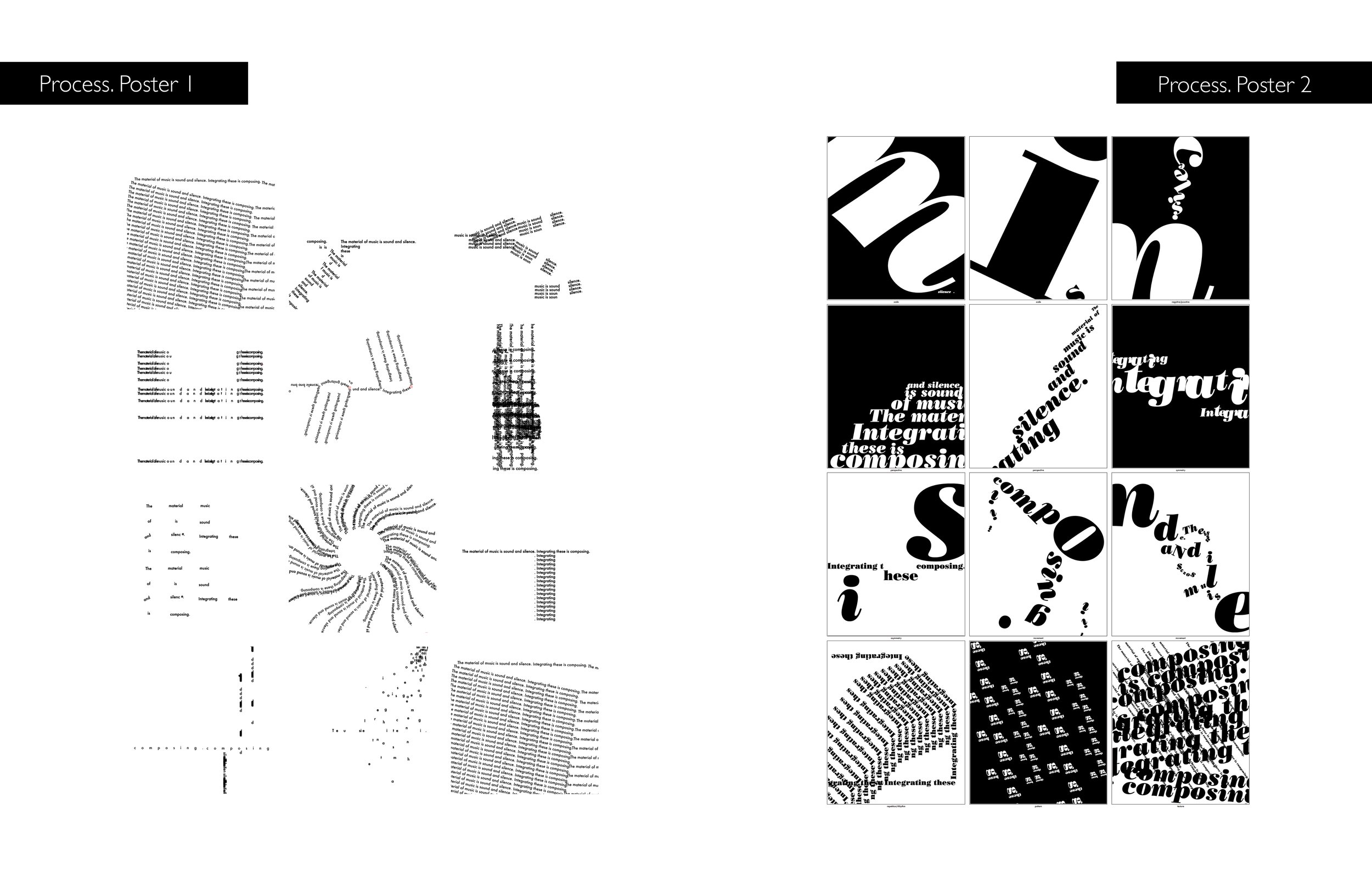 Experimental type compositions using principles of design.