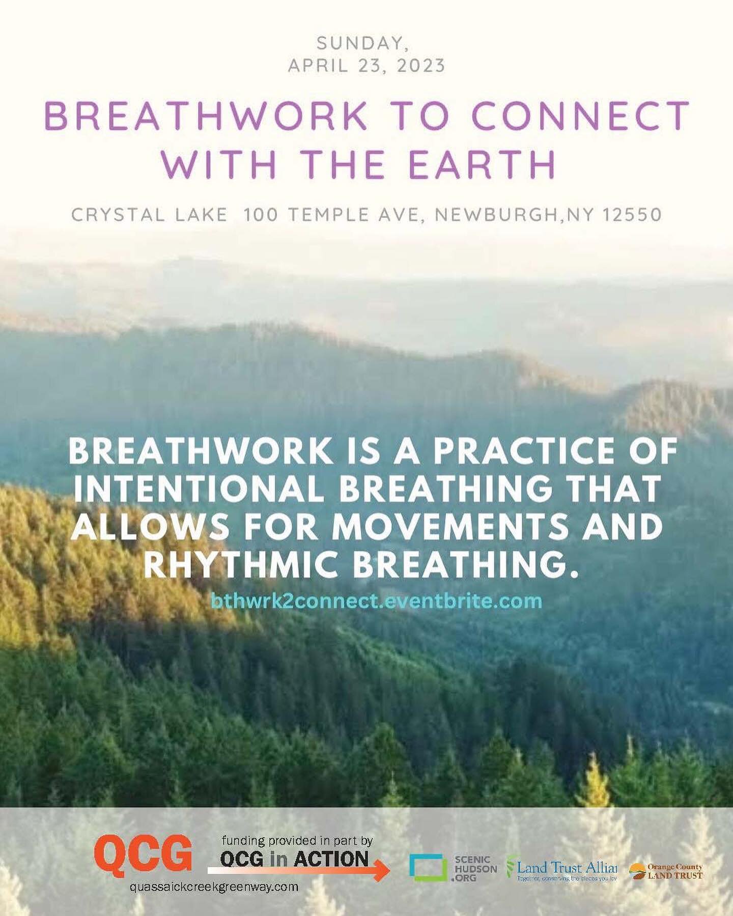 launching the #summer2023 #QCGinACTION event series! #breathworkhealing at #crystallake #newburghny 
.
#April23rd and #April30th 
.
.10am
.
.
Breathwork to Connect with the Earth
.
.
@thesanctuary_healinggardens @anushafornewburgh #quassaickcreekwate