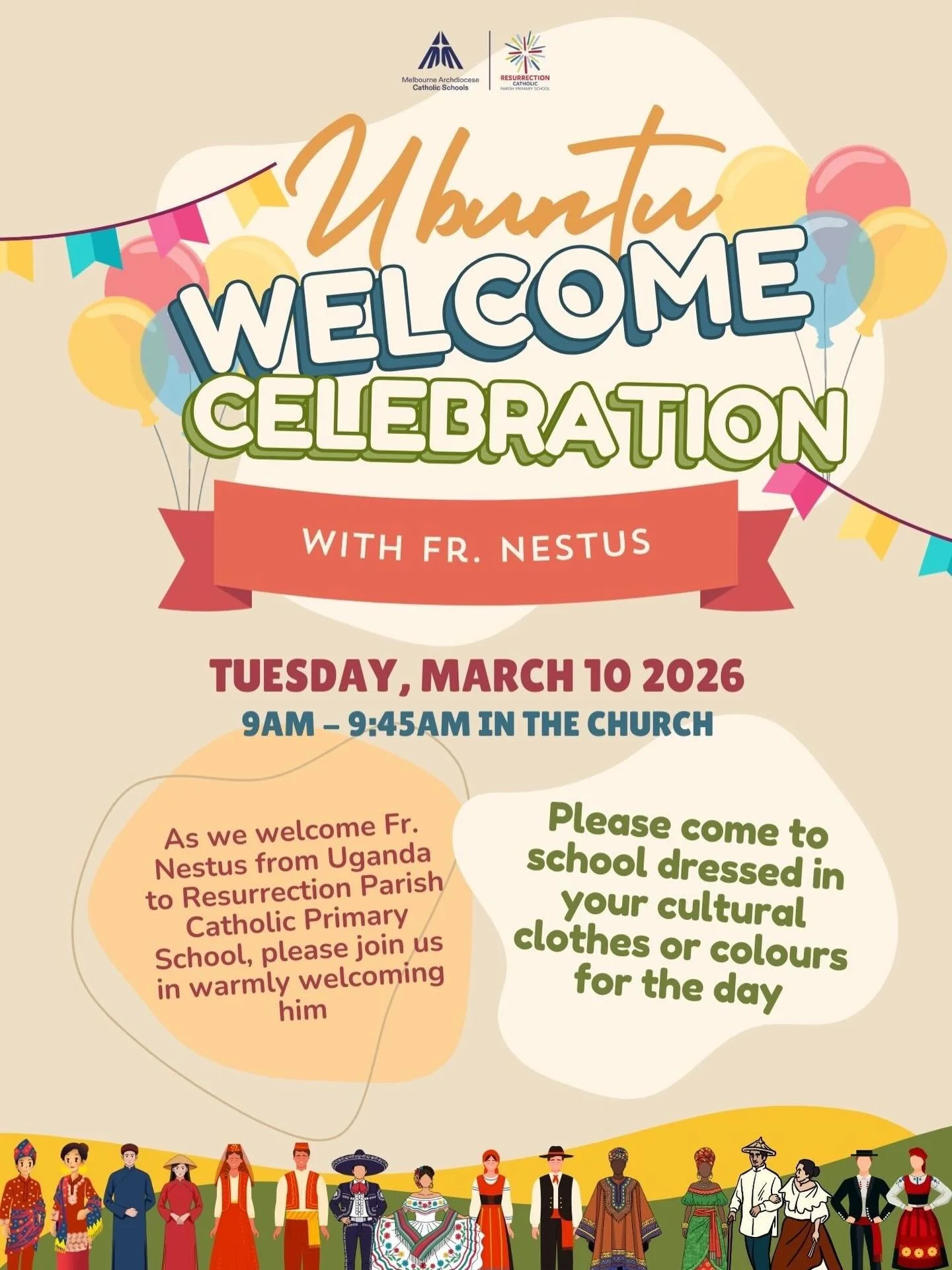 You are all invited..

All students are encouraged to wear their cultural  clothes and colours next Tuesday!