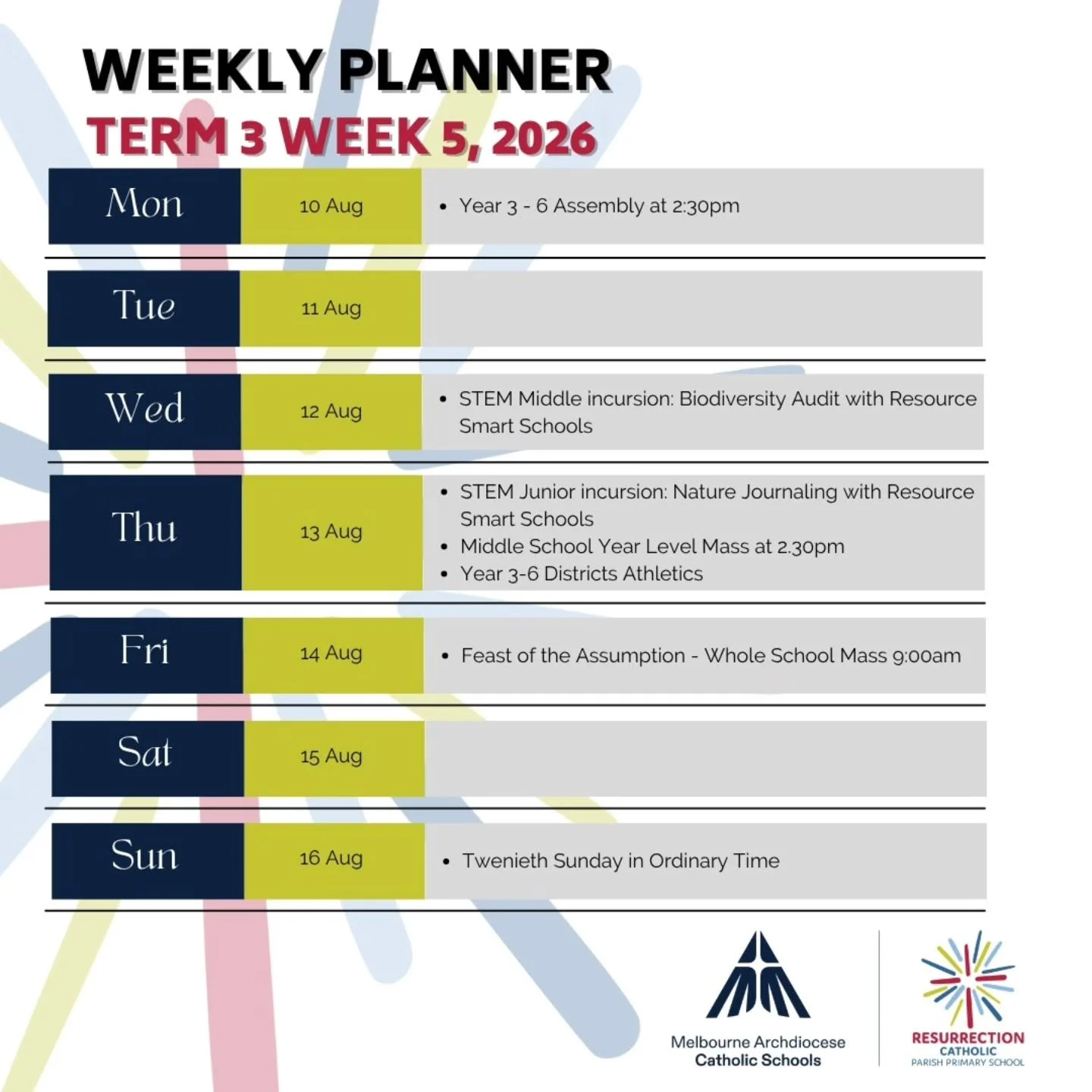 New week, new opportunities to learn, grow, and shine. Have a fantastic Week 5!

#rskingspark #resurrectionkp #melbournecatholicschools #melbournearchdiocesecatholicschools #brimbank
