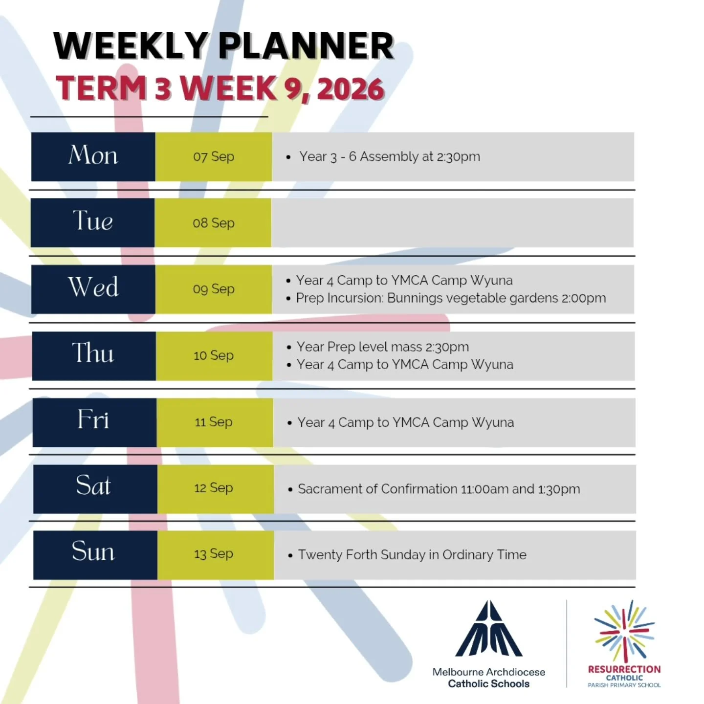 How is it the second last week of Term 3 already?! 

Week 9 is here and there&rsquo;s plenty happening. Here&rsquo;s to making the most of these final two weeks together! 

#rskingspark #resurrectionkp #melbournecatholicschools #melbournearchdiocesec