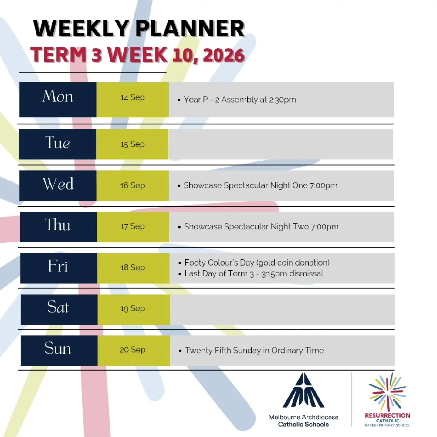 WEEK 10! 

We made it! One final week of Term 3 - let&rsquo;s make it count and finish strong!

#rskingspark #resurrectionkp #melbournecatholicschools #melbournearchdiocesecatholicschools #brimbank