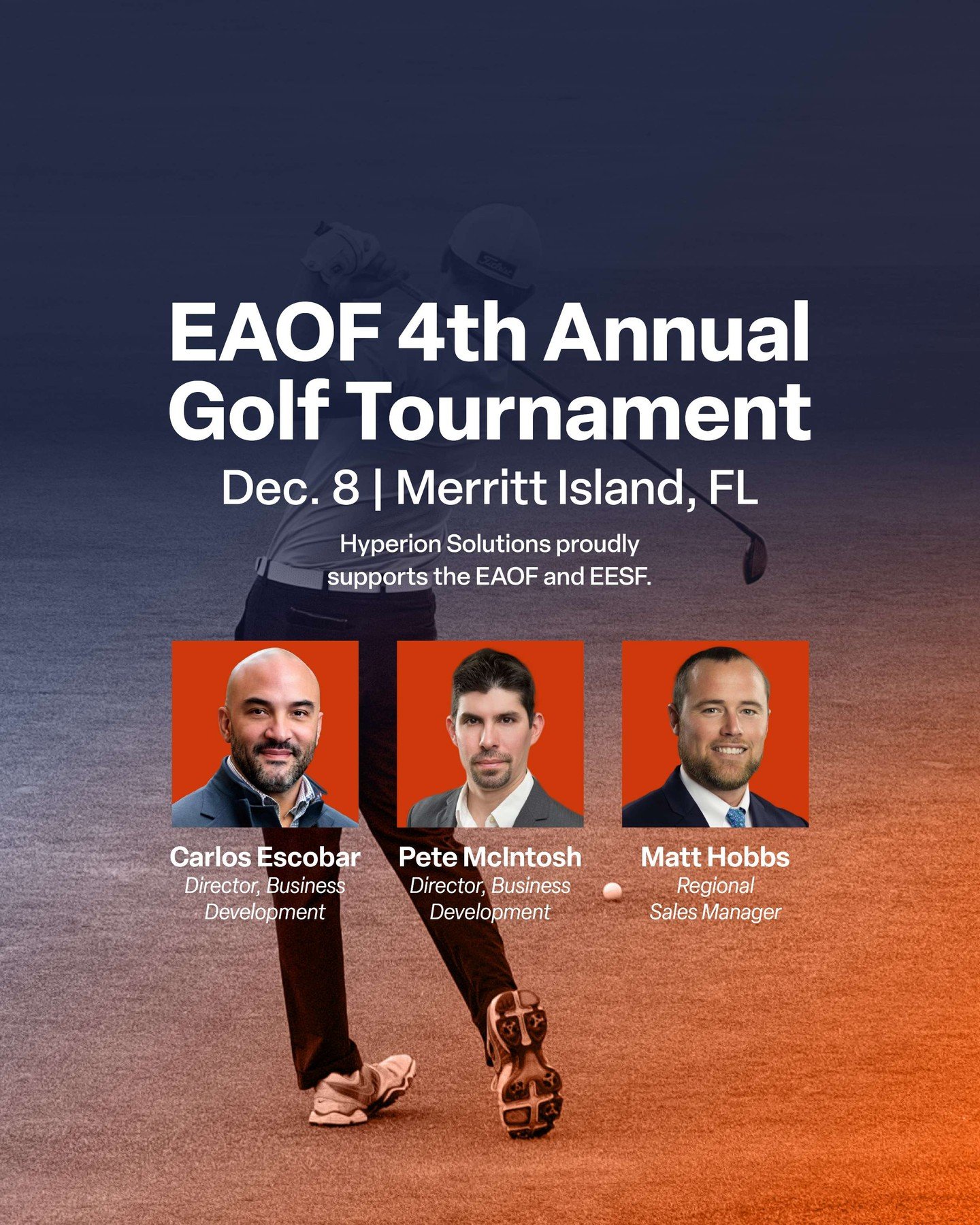 Teeing off for a great cause! ⛳

Hyperion Solutions is sponsoring a hole at the EAOF 4th Annual Golf Tournament on Monday, Dec 8, 2025, at Savannahs Golf Course, Merritt Island, FL. Stop by our tent and support EAOF &amp; EESF through raffles, 50/50,