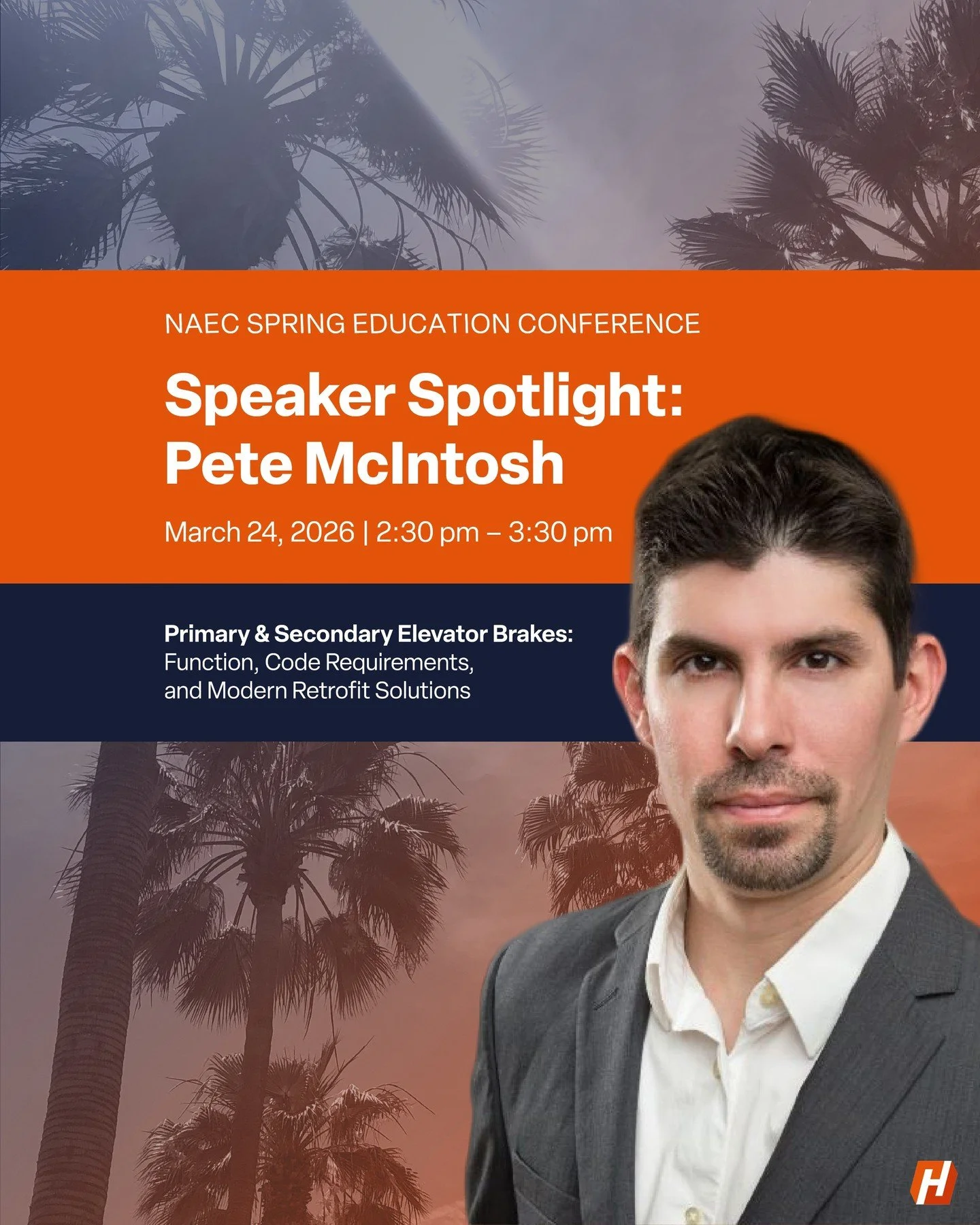 We are headed to NAEC Spring.
Our team will be on site and presenting.

Speaker session
Primary and secondary elevator brakes
Code requirements
Retrofit paths

March 24 | 2:30&ndash;3:30 pm

Save the date.