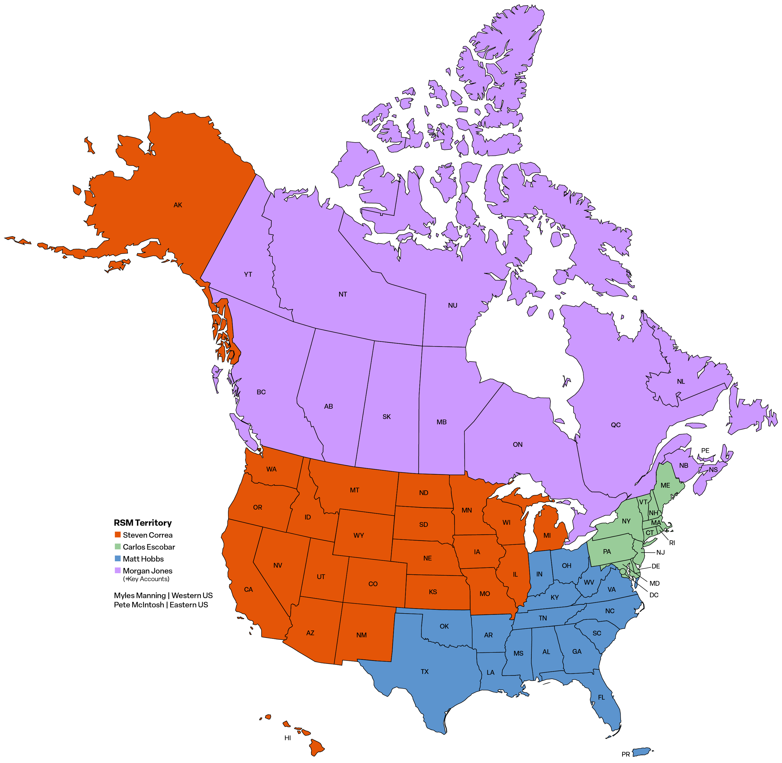 North America Map with RSM Territories.
