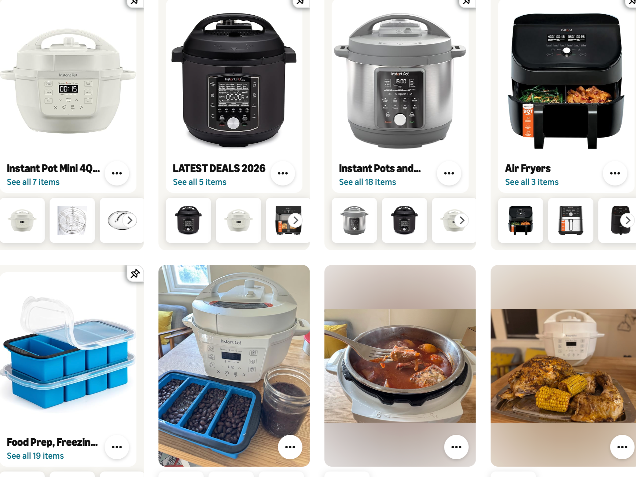 images of instant pots and cooking gear on amazon storefront