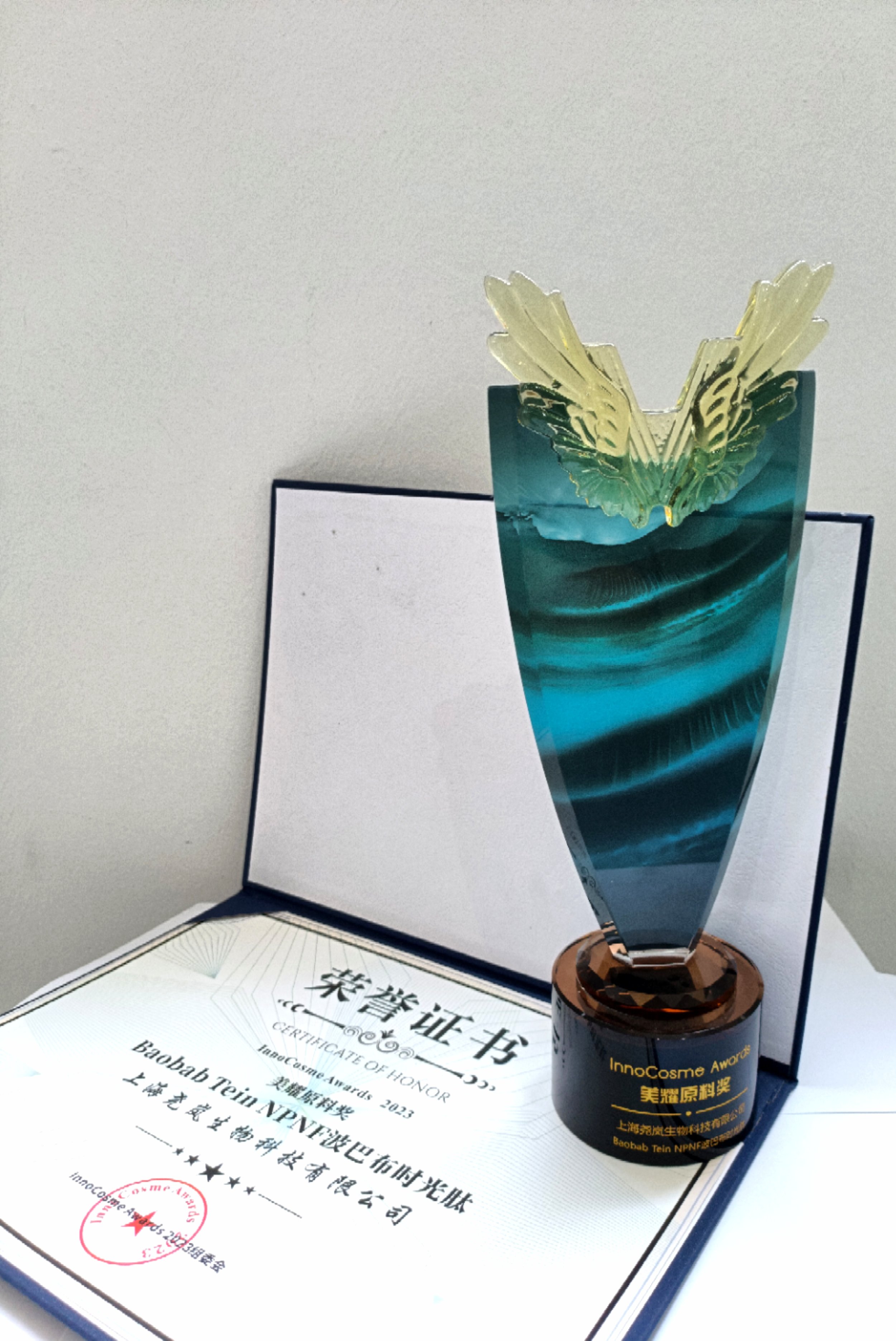 O Baobab Tein NPNF® foi premiado com o prestigioso título de "Ingrediente mais criativo" no InnoCosme Awards 2023!