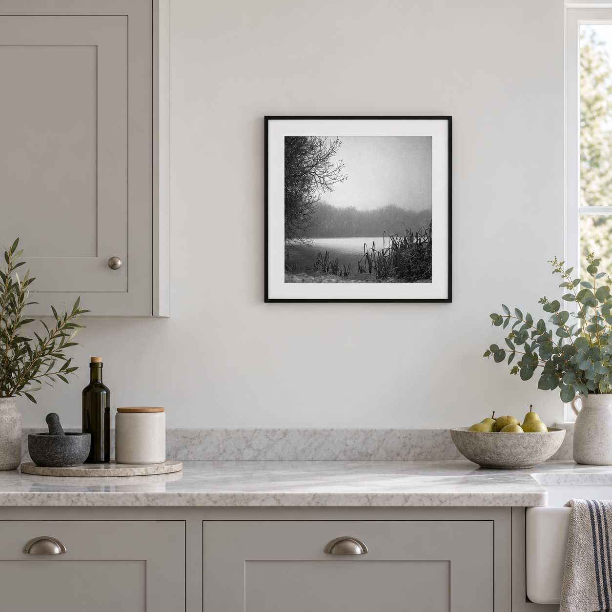 Monochrome lake print in a refined kitchen-2.png