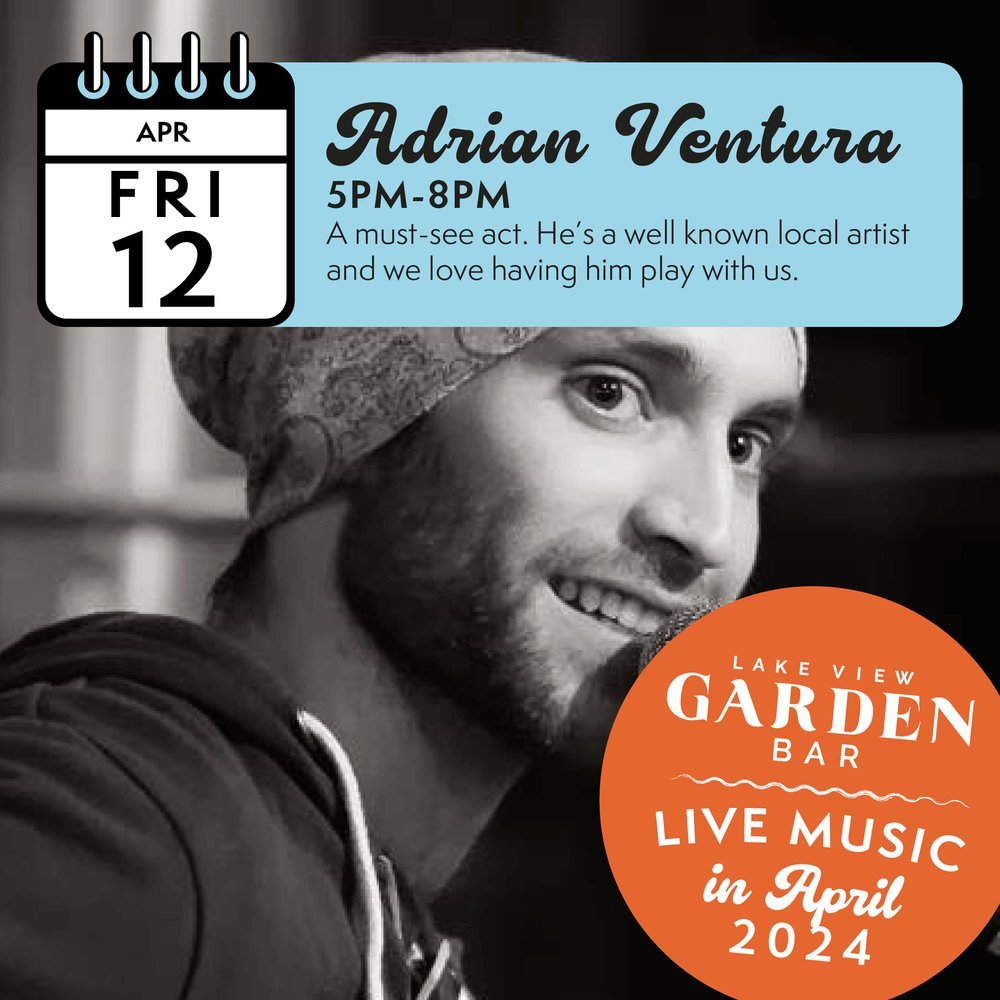🎶 Get ready for a double dose of live music magic at Lake View Garden Bar! 🎶 Mark your calendars for April 12th, 2024, as we welcome the incredible Adrian Ventura at 5pm for a mesmerising performance. Best part? Entry is FREE! 🌟

But wait, the fun