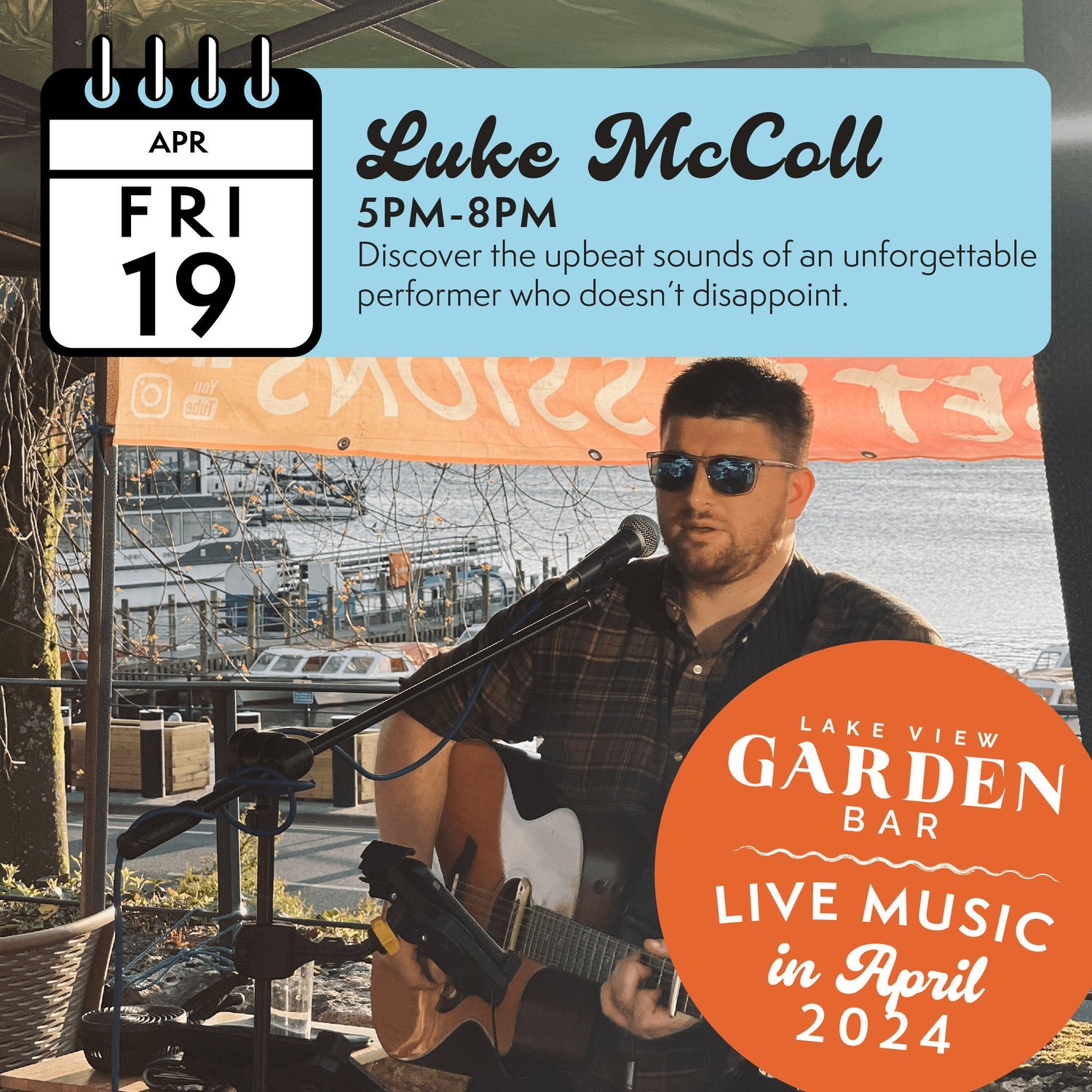 🎶🌟 Get ready for a weekend filled with incredible live music at Lake View Garden Bar! 🍻🎸

🗓️ On April 19th, don't miss the upbeat sounds of Luke McColl as he takes the stage at 5pm. It's a free event, so grab your friends and immerse yourself in