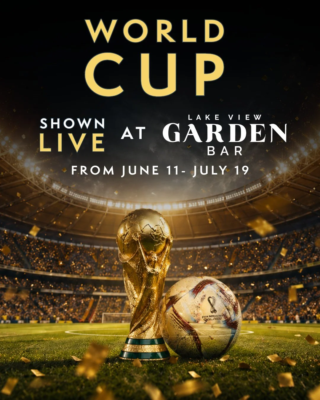 The World Cup. Decoded. 🔓⚽

The biggest tournament on the planet is back, and we are screening every single England match live at Lake View Garden Bar. 🏴󠁧󠁢󠁥󠁮󠁧󠁿🔥

We are bringing the ultimate football atmosphere to the Best Beer Garden in the