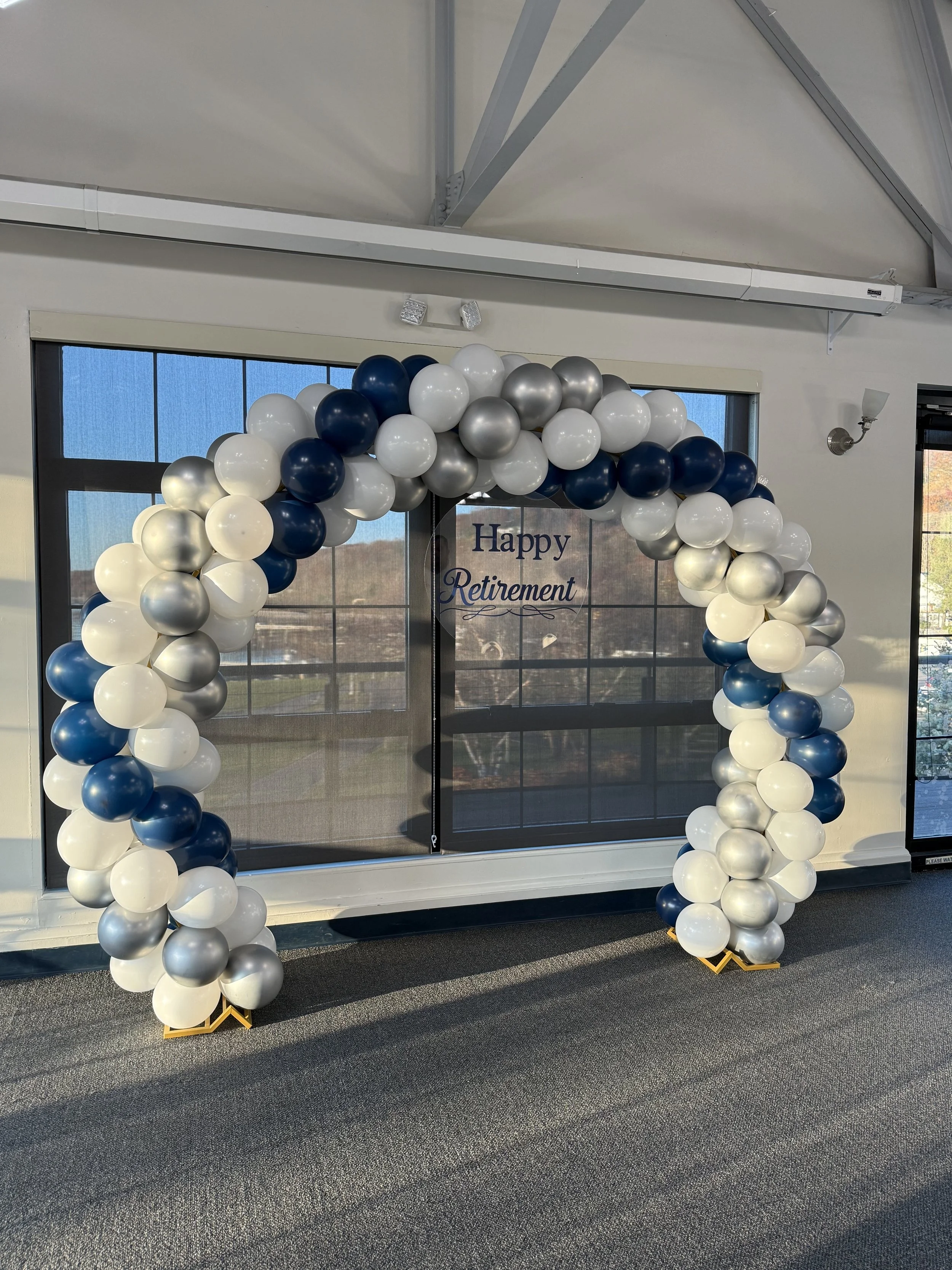 classic arch, classic balloon arch, balloons, balloons near me, balloon arch, corporate balloon, retired, retirement