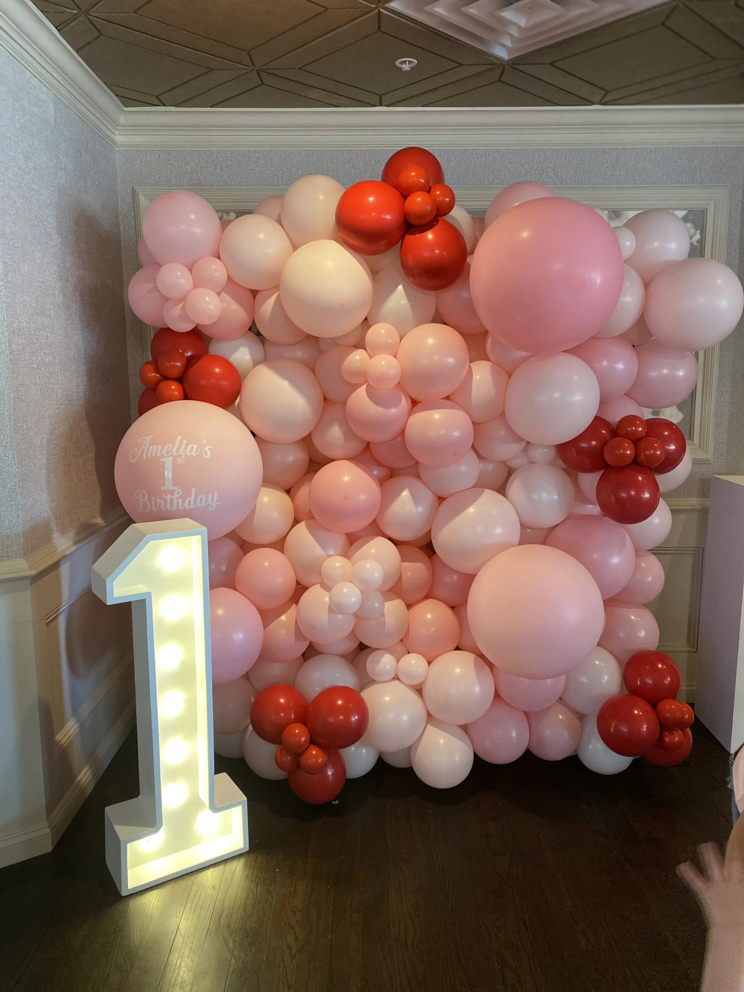 Pink and Red Balloon Wall