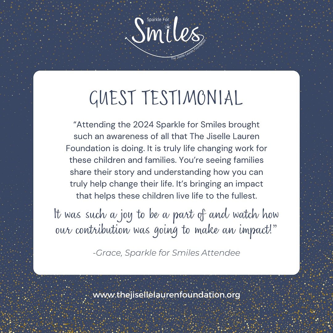 Sparkle for Smiles is an unforgettable evening, and we love hearing from those who have attended Sparkle for Smiles in the past. Read how this event impacted Grace and her husband. ✨

Ready to register for Sparkle for Smiles 2025? Swipe to see how yo