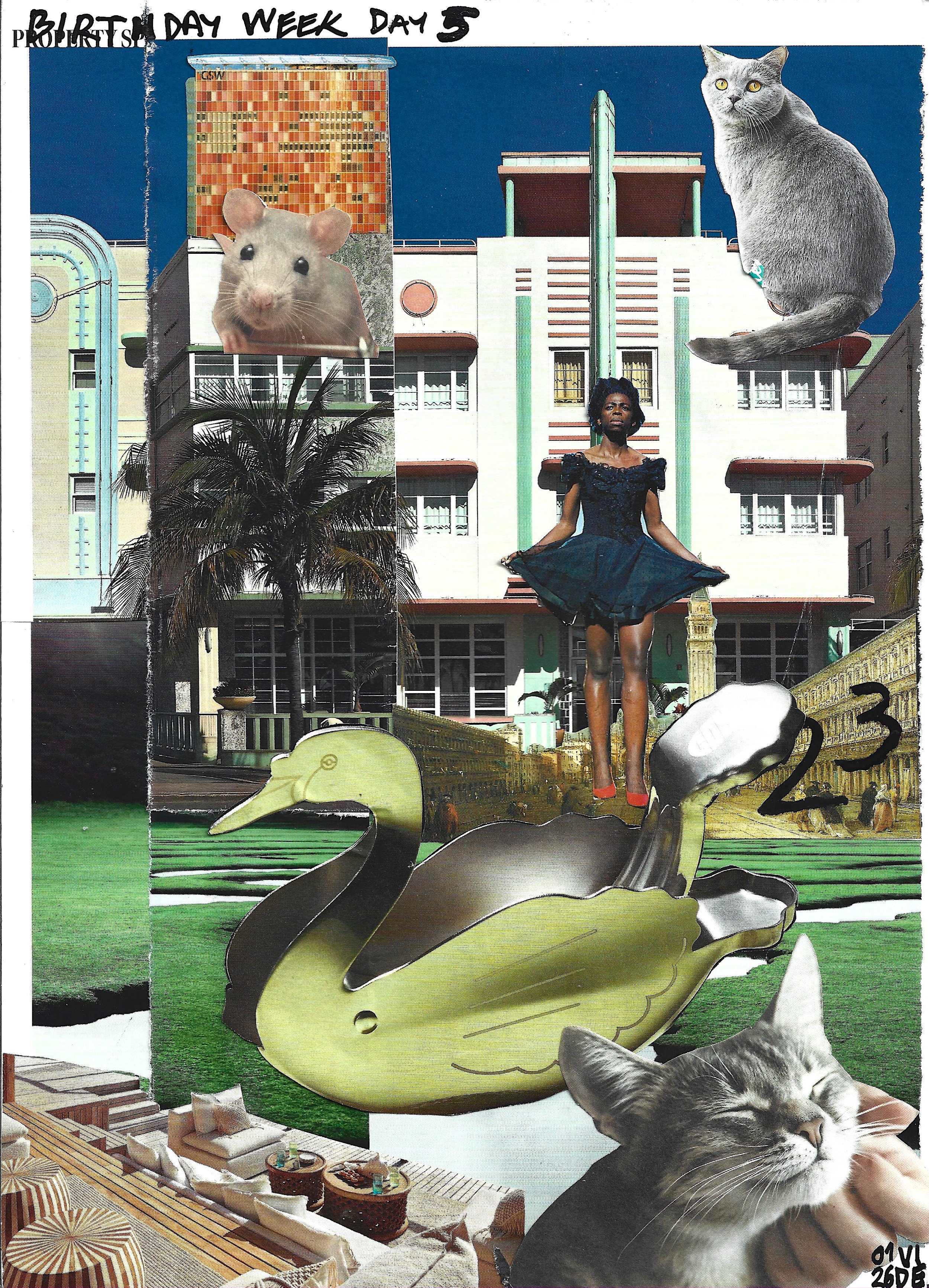 23 Jan 26: Swan Lake (Birthday Week, Day 5), Virgile Demo, Cut and Paste on Paper, 21 x 29.7 cm, 2026