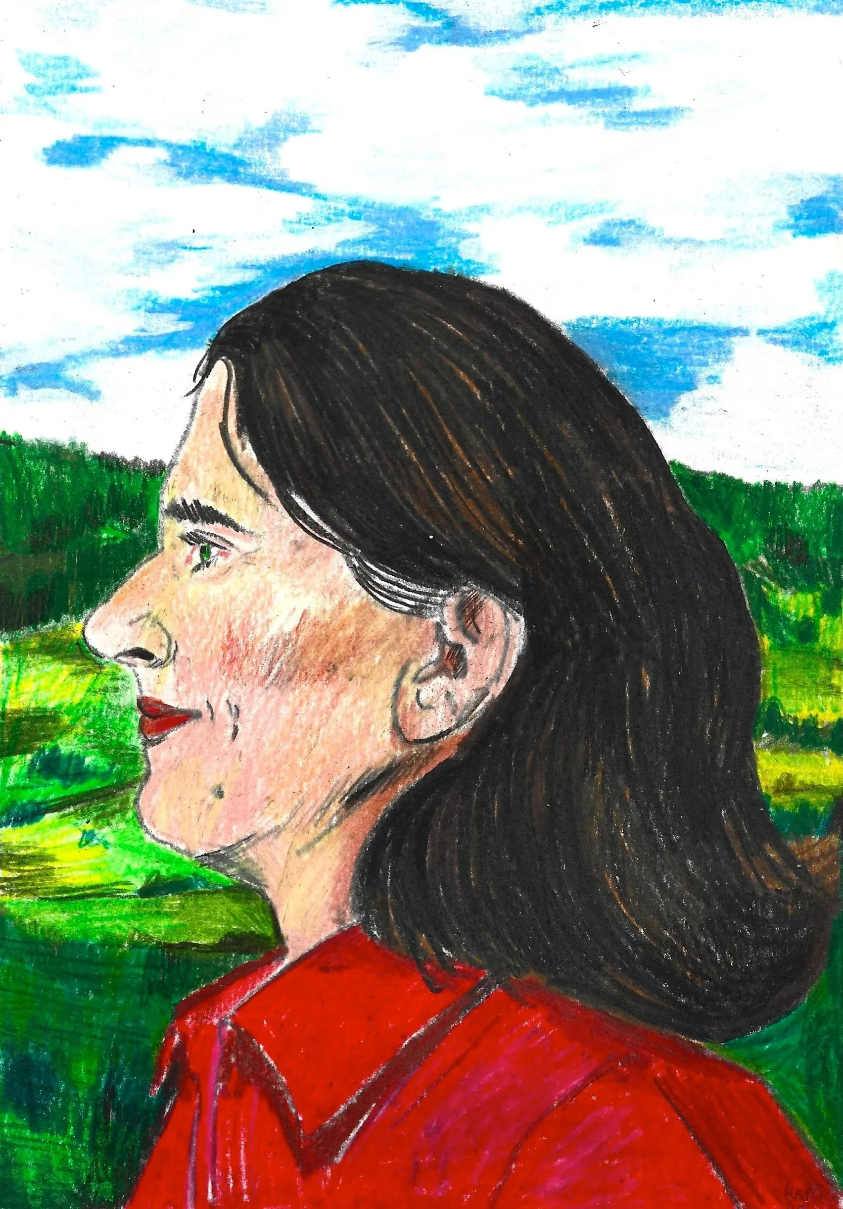 Mama, Karolina Dema, Wax Pastel & Colour Pencil on Paper, 14.8 x 21 cm, 2026
©Demo Dema