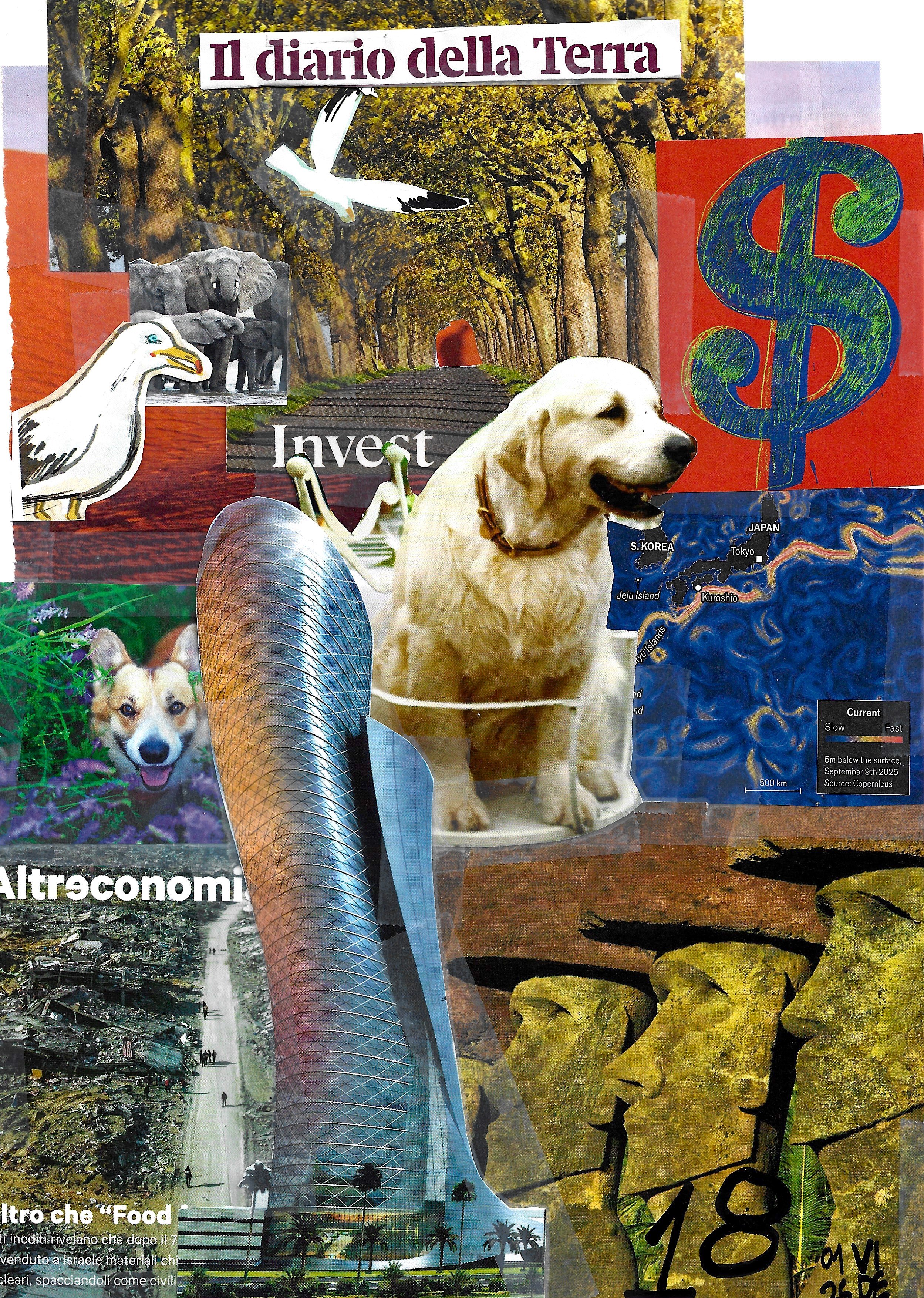 18 Jan 26: Il Diario della Tierra, Virgile Demo, Cut and Tape on Paper, 21 x 29.7 cm, 2026