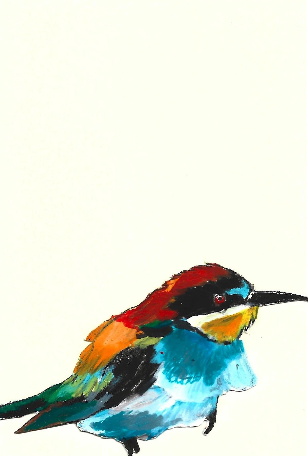 Bee-Eater, Karolina Dema, Wax Pastel on Paper, 15 x 10 cm, 2025 ©Demo Dema