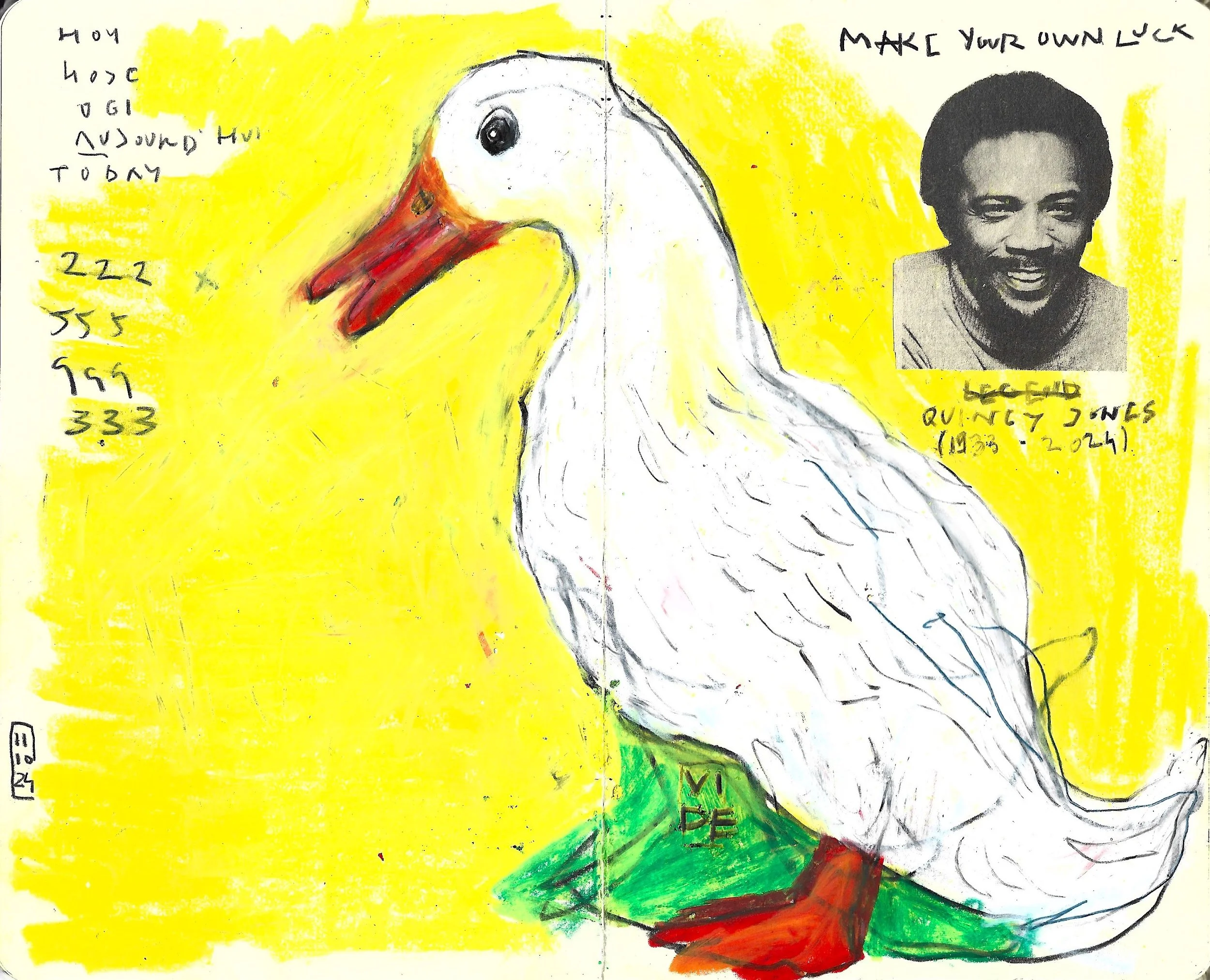 Make Your Own Luck, Virgile Demo, Wax Pastel, Black Pencil & Paper, 2024
©Demo Dema