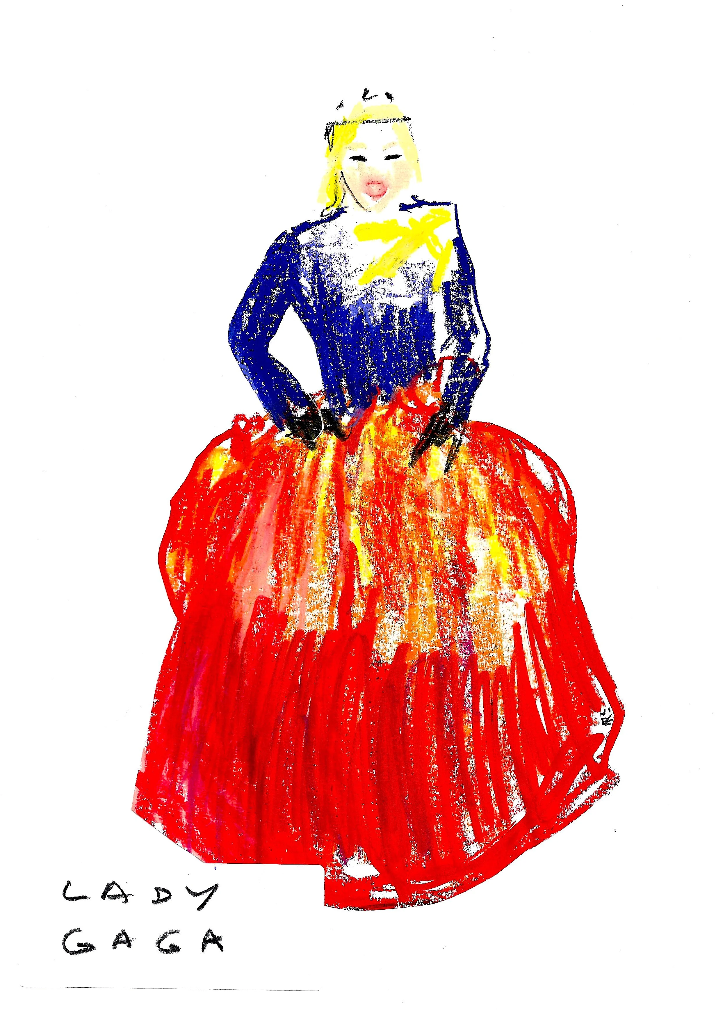 Lady Gaga, by Virgile Demo, colour pencil and wax pastel on paper (250g), 21 x 29.7 cm, 2021 ©Demo Dema