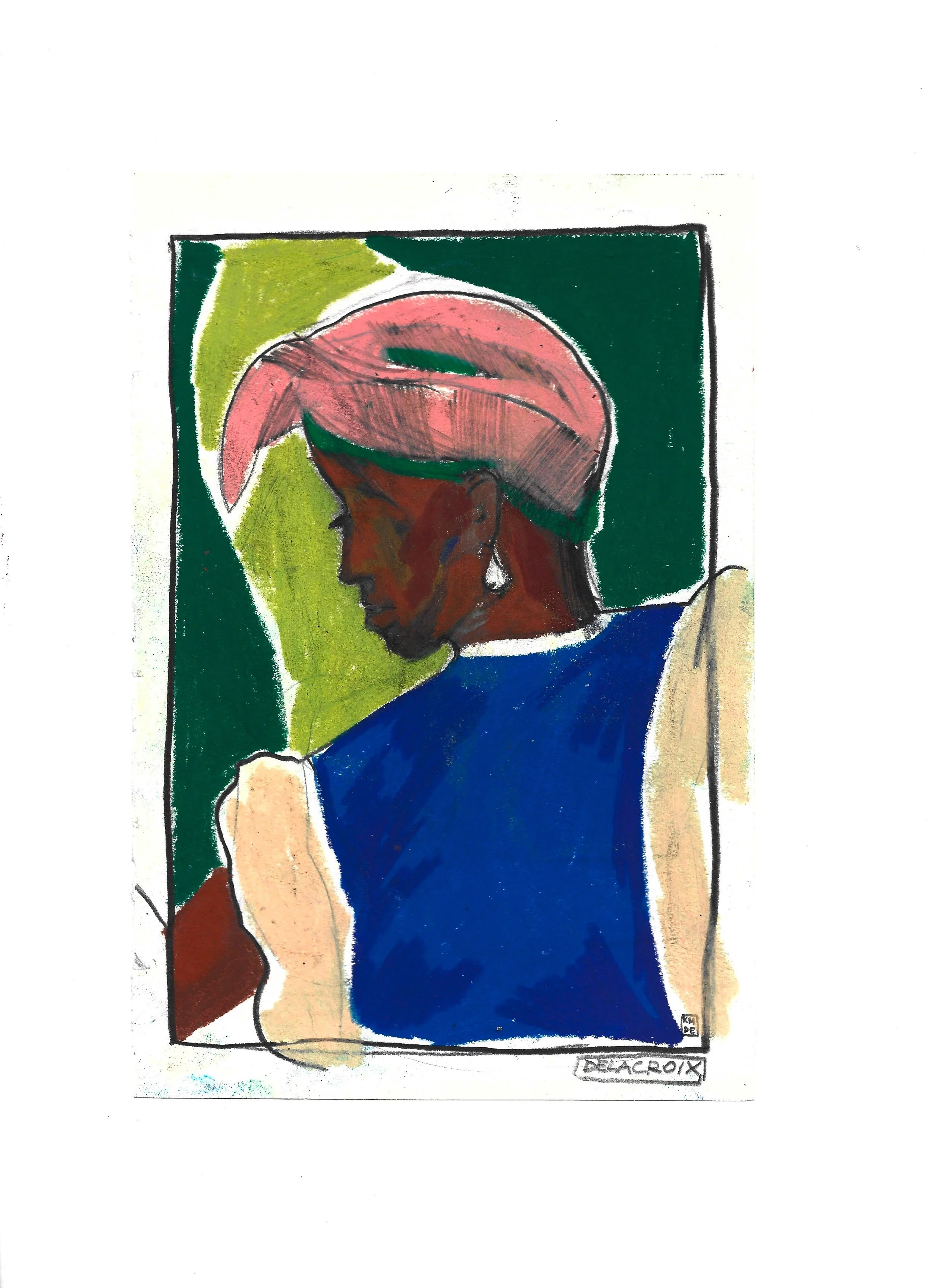 After Delacroix, Karolina Dema, Wax Pastel & Colour Pencil, Louvre Museum, 09/2020
©Demo Dema