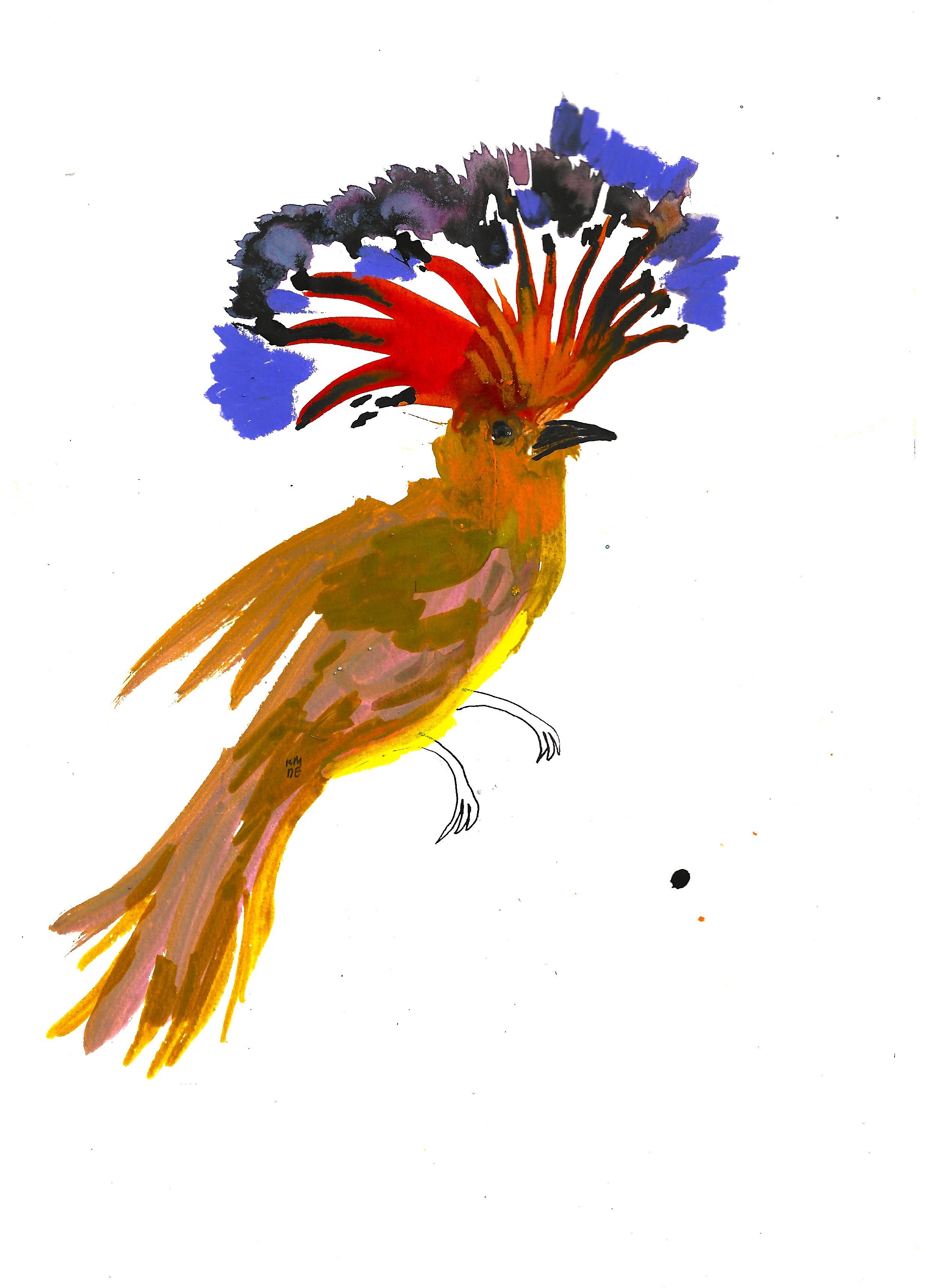 Tropical Royal Flycatcher, Karolina Dema, Inks on A4 Paper, 2025 © Demo Dema
- From our Thursday 15 May BIRDS painting workshop (SS 1/9)