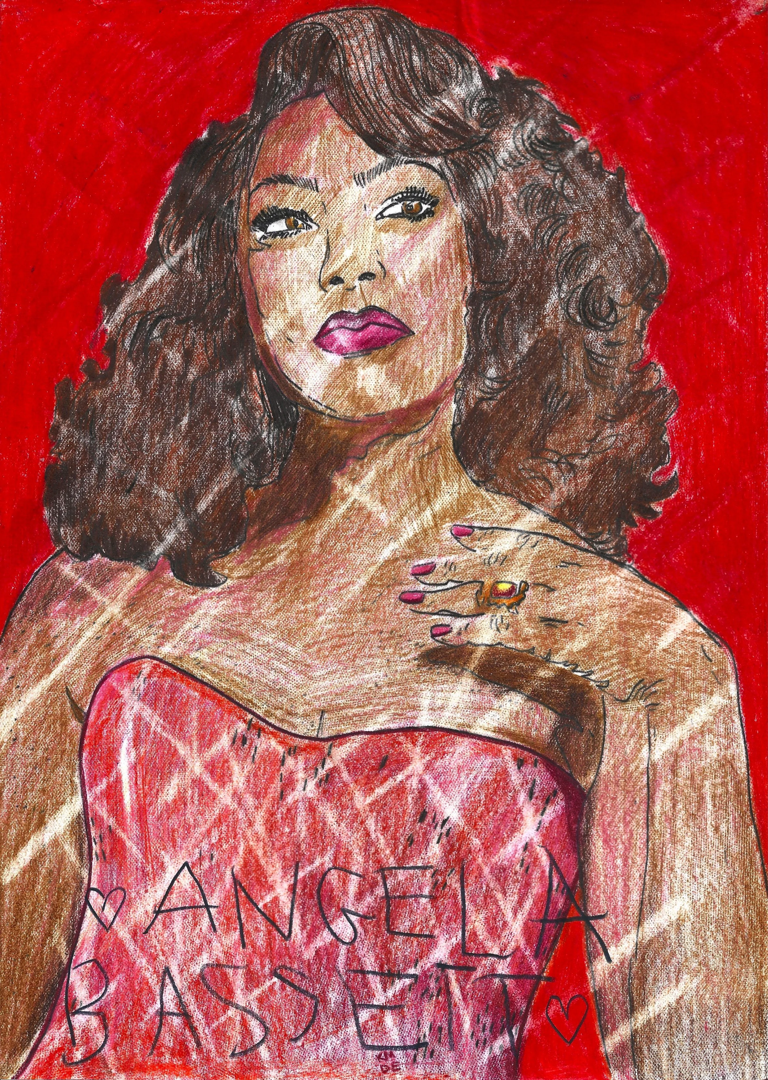 Angela Bassett, Karolina Dema, Colour Pencil on Paper, 21 x 29.7cm, 2025
©Demo Dema