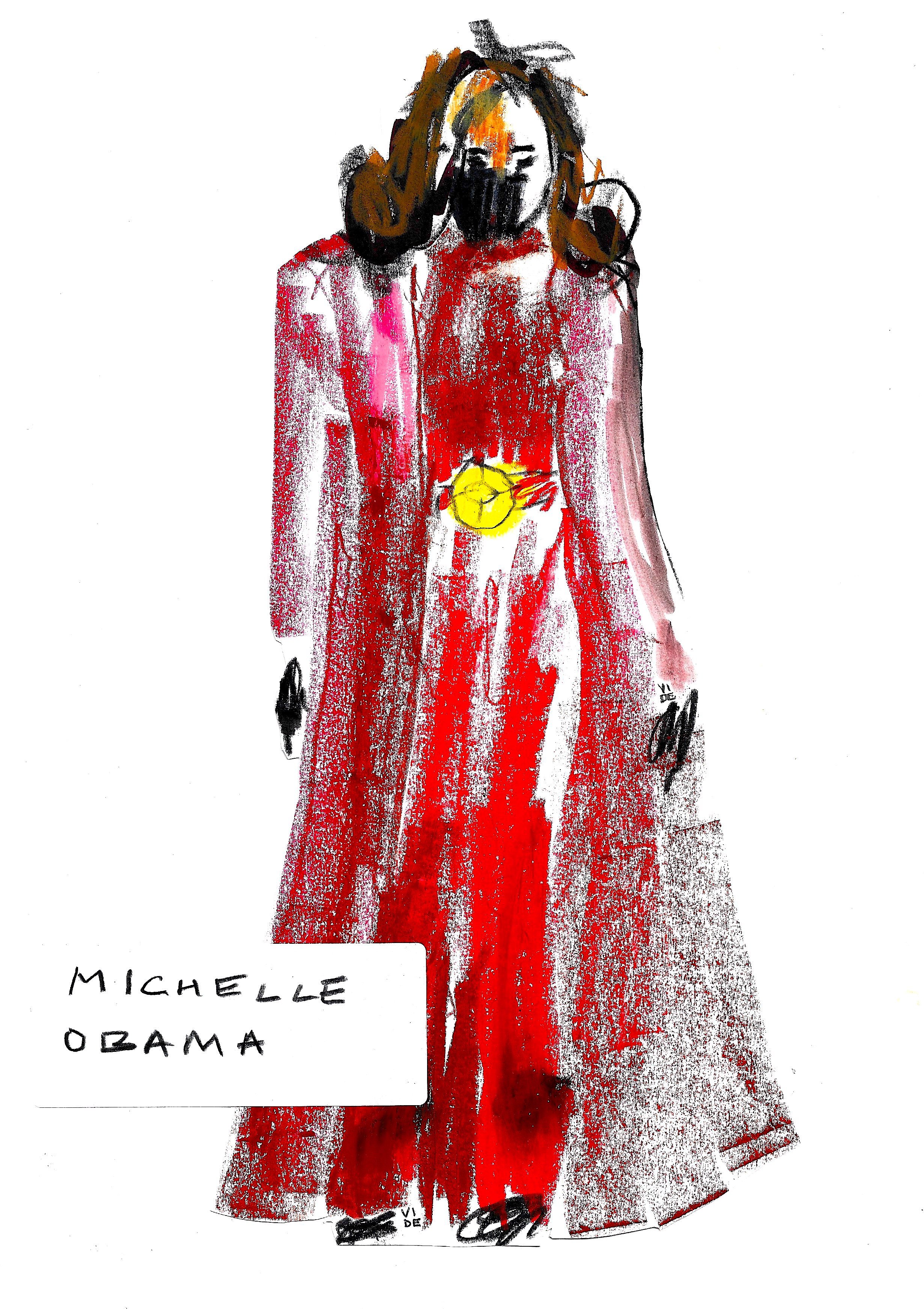 Michelle Obama, by Virgile Demo, colour pencil and wax pastel on paper (250g), 21 x 29.7 cm, 2021 ©Demo Dema