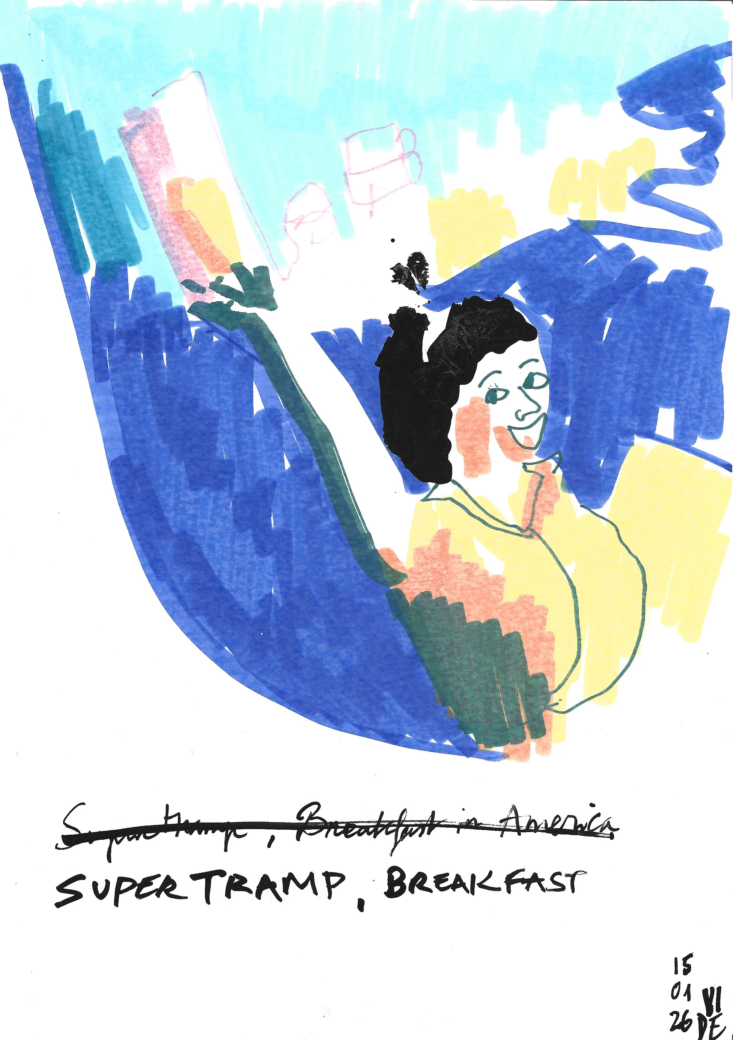 Breakfast, Virgile Demo, Felt-Tip Pen & Ink on Paper, 21 x 29.7cm, 15/01/2026 © Demo Dema