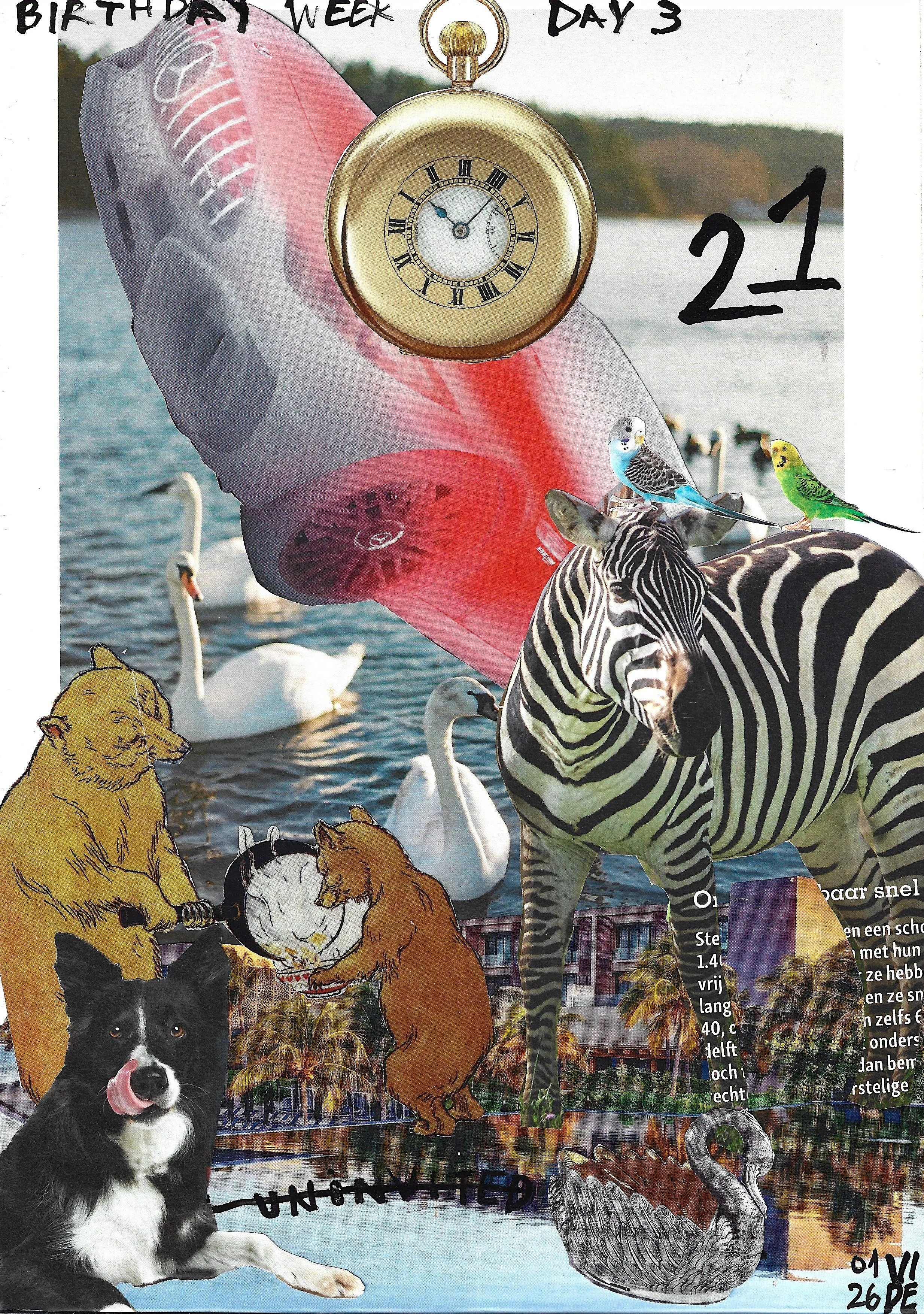 21 Jan 26: Zebra Day (Birthday Week, Day 3), Virgile Demo, Cut and Paste on Paper, 21 x 29.7 cm, 2026