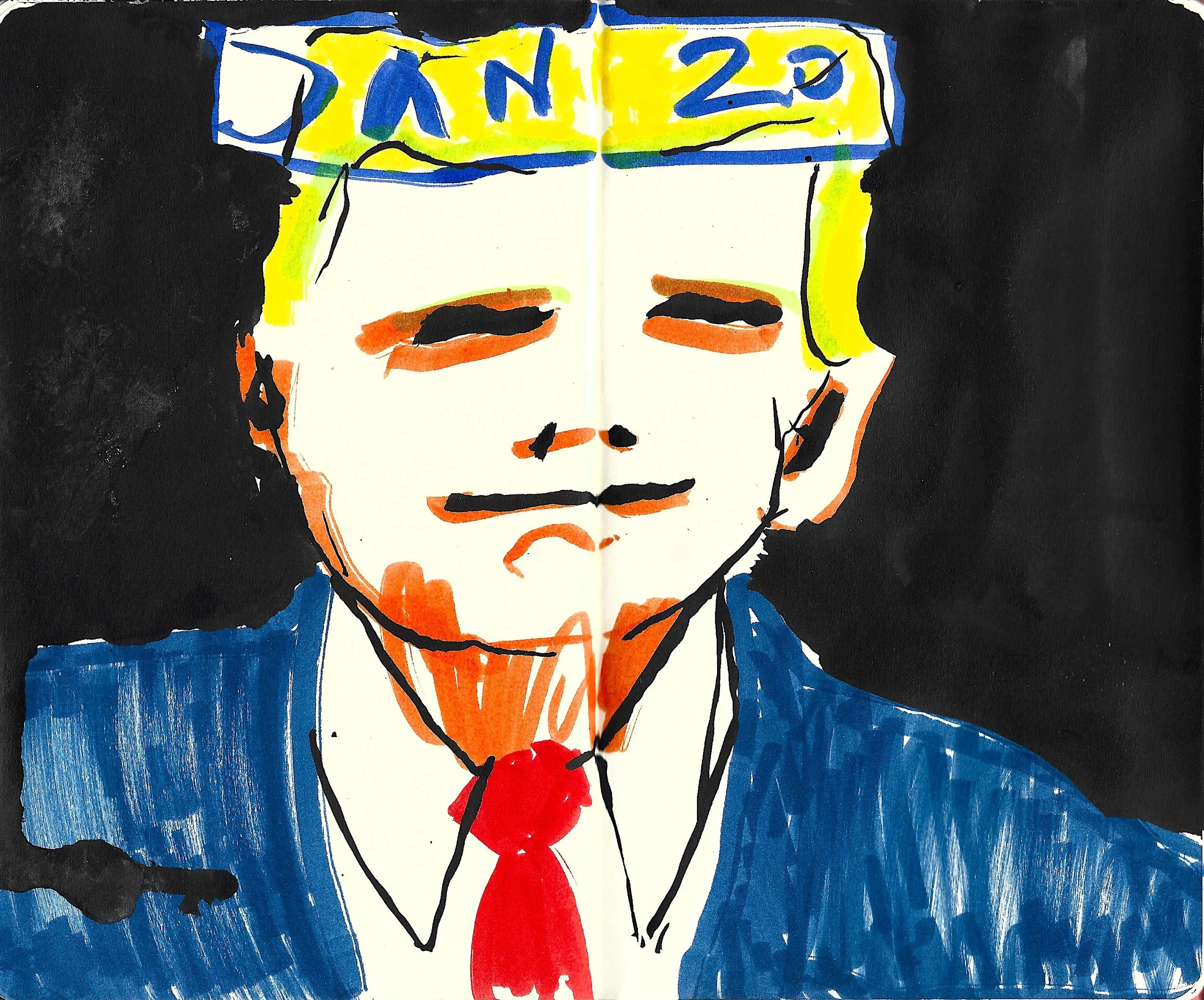 January 20th 2026: One Year On, Virgile Demo, Felt-Tip Pen and Ink on Paper, 2026 ©Demo Dema