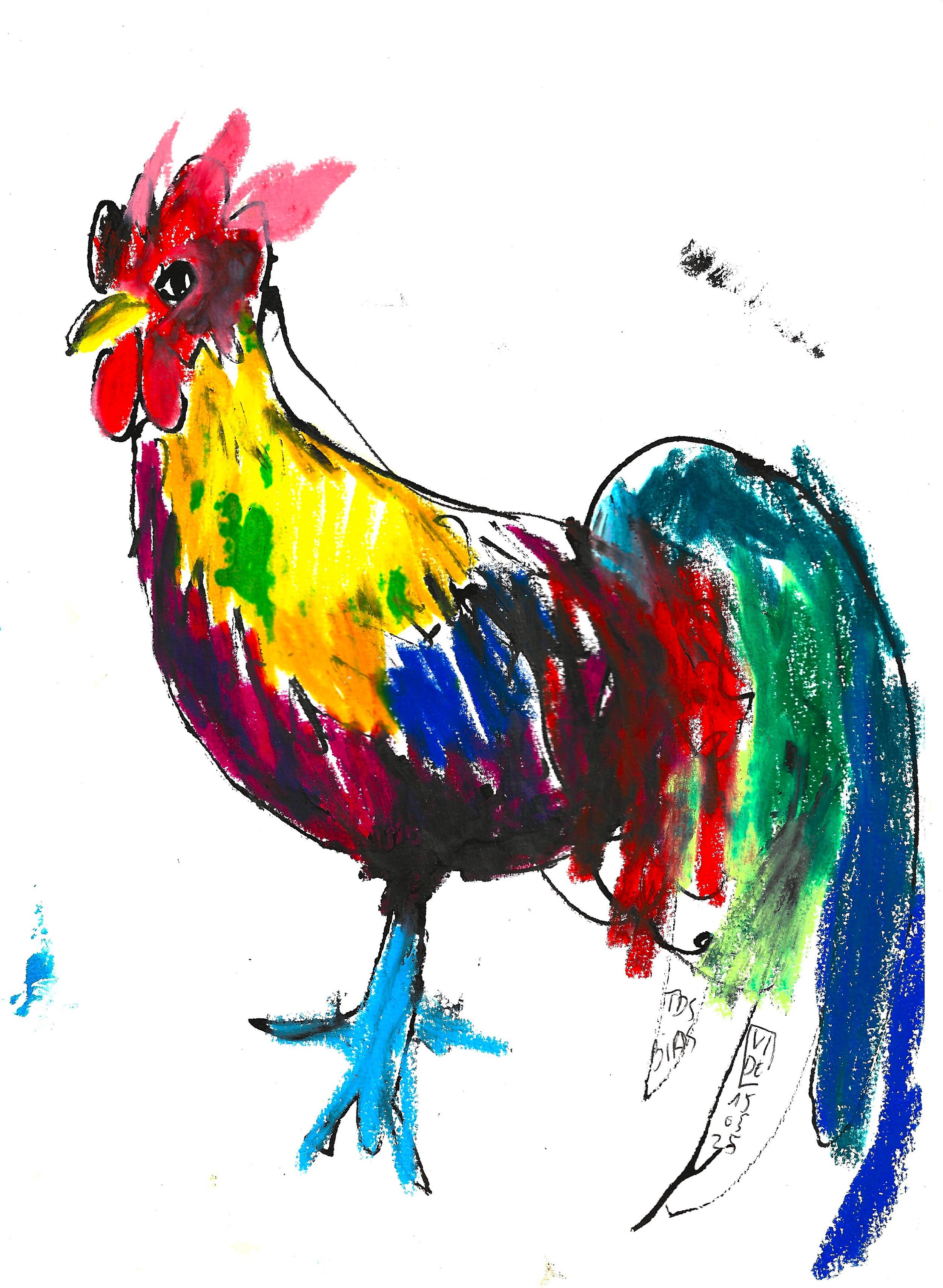 Red Junglefowl, Virgile Demo, Inks and Wax Pastel on A4 Paper, 2025 © Demo Dema
- From our Thursday 15 May BIRDS painting workshop (SS 1/9)
