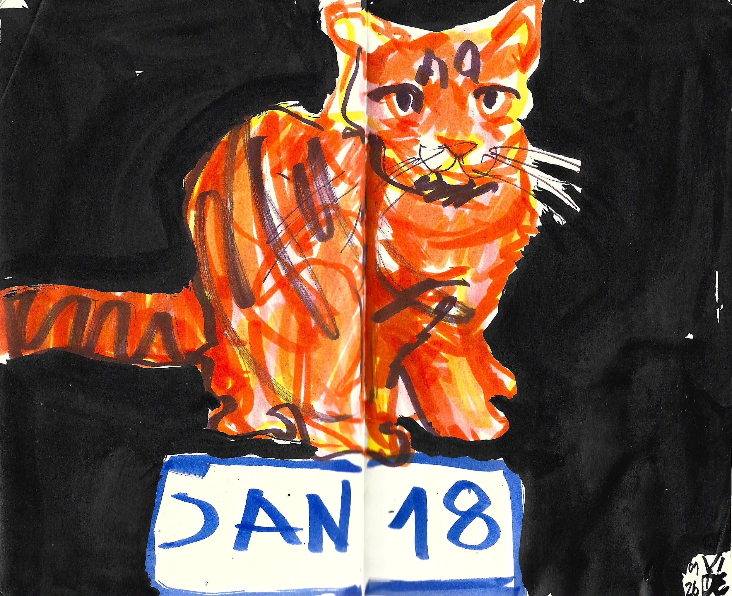 January 18th 2026: Tigrou, Virgile Demo, Felt-Tip Pen and Ink on Paper, 2026 ©Demo Dema