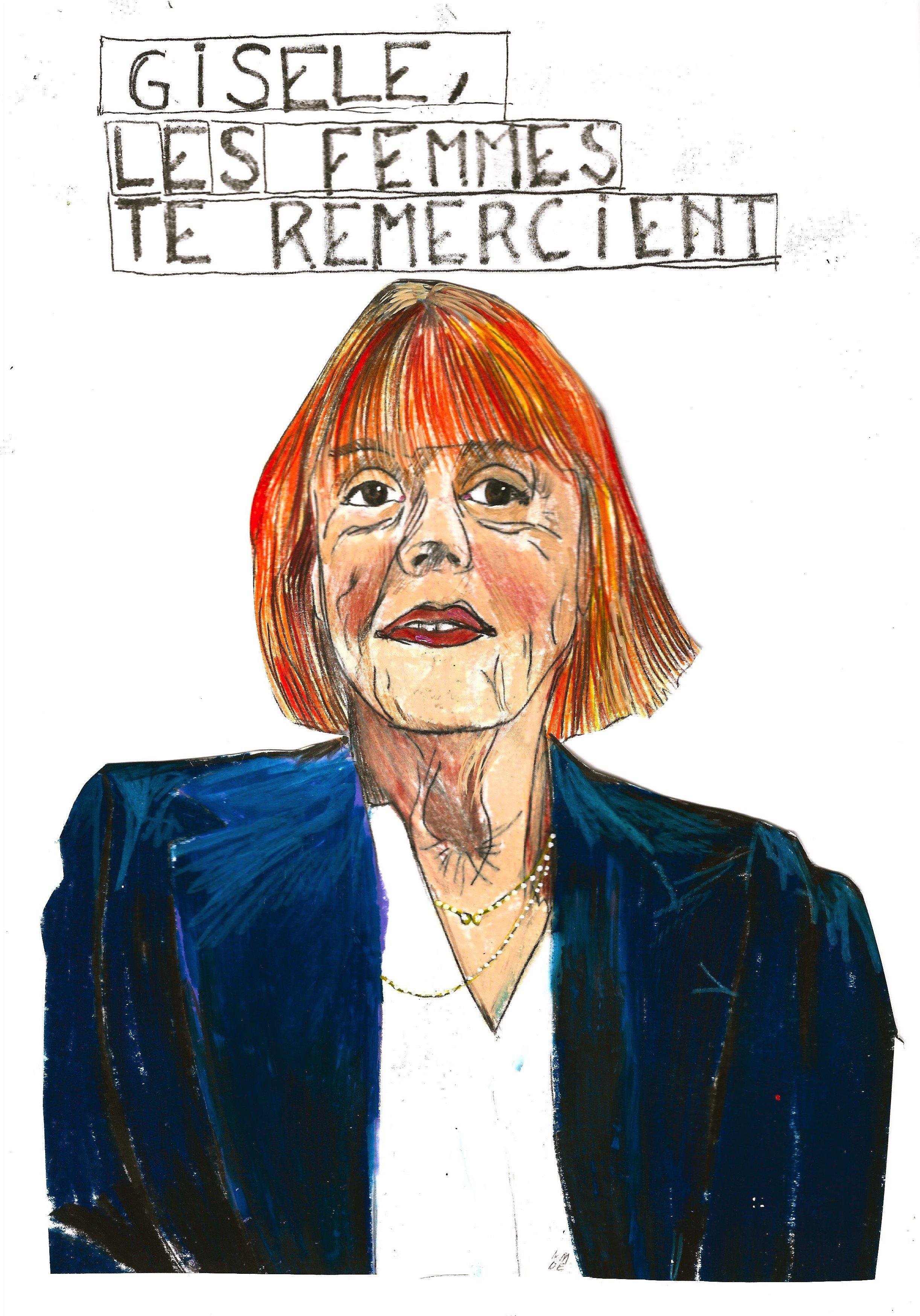 Gisèle, Les Femmes Te Remercient, Karolina Dema, Colour Pencil and Collage on Paper, 21 x 29cm, 2025 ©Demo Dema
