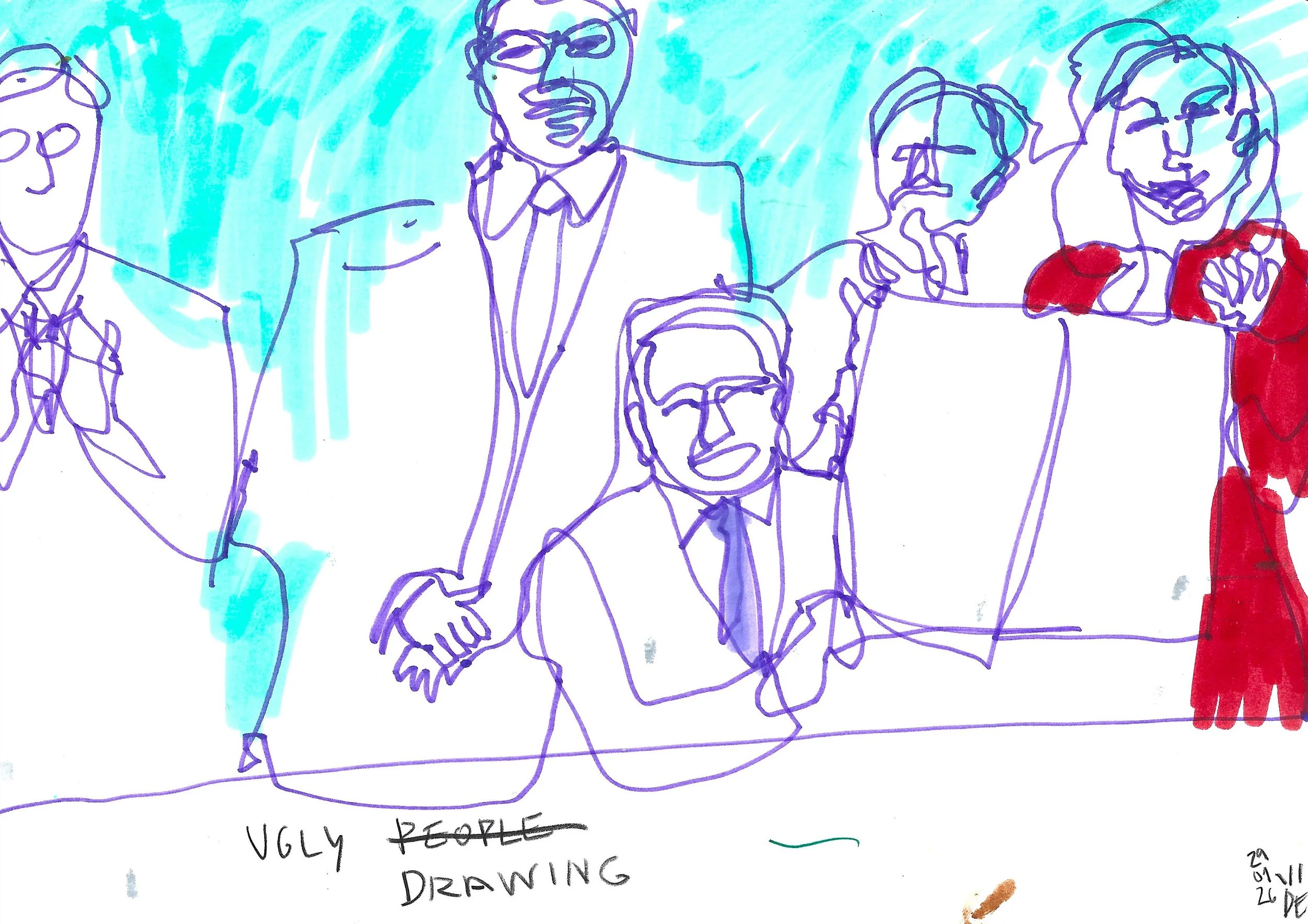 Ugly People, Virgile Demo, Black Pencil on Paper, 21 x 29.7cm, 29/01/2026 © Demo Dema