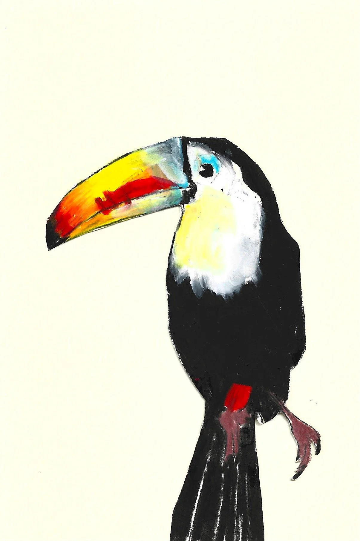 Channel Billed Toucan, Karolina Dema, Wax Pastel on Paper, 15 x 10 cm, 2025 ©Demo Dema