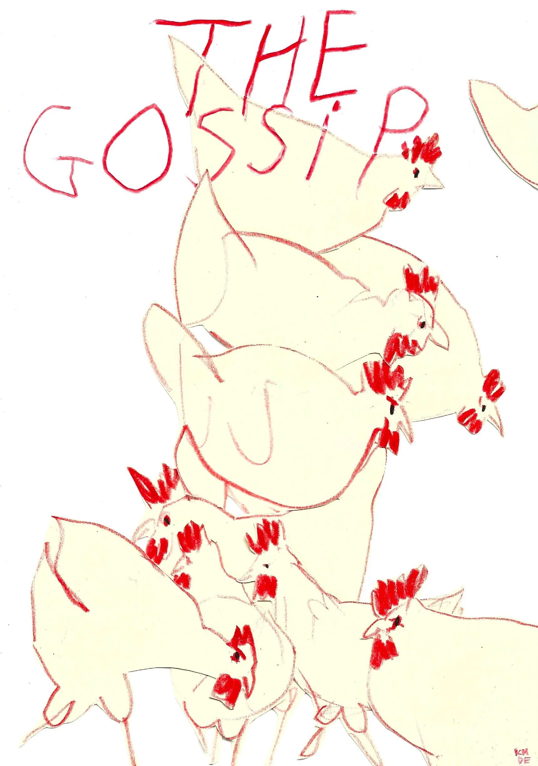 The Gossip, Karolina Dema, 14.85 x 21 cm, Colour Pencil and Collage on Paper, 2020-2025
©Demo Dema